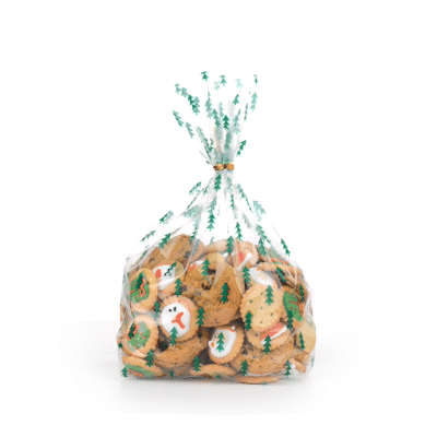 Plastic Candy Bags for Christmas Trees - 5x3x11 Inch Gusseted Treat Bags (100 Count) - Perfect for Holiday Candy, Party Favors & Gift Packaging
