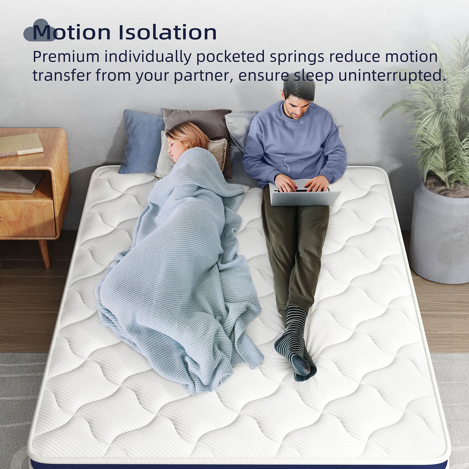 **10 Inch Hybrid Queen Mattress in a Box - Zero Pressure Foam & Innerspring for Pressure Relief & Motion Isolation, Medium Firm, CertiPUR-US Certified - Perfect for Back Pain Relief & Couples**