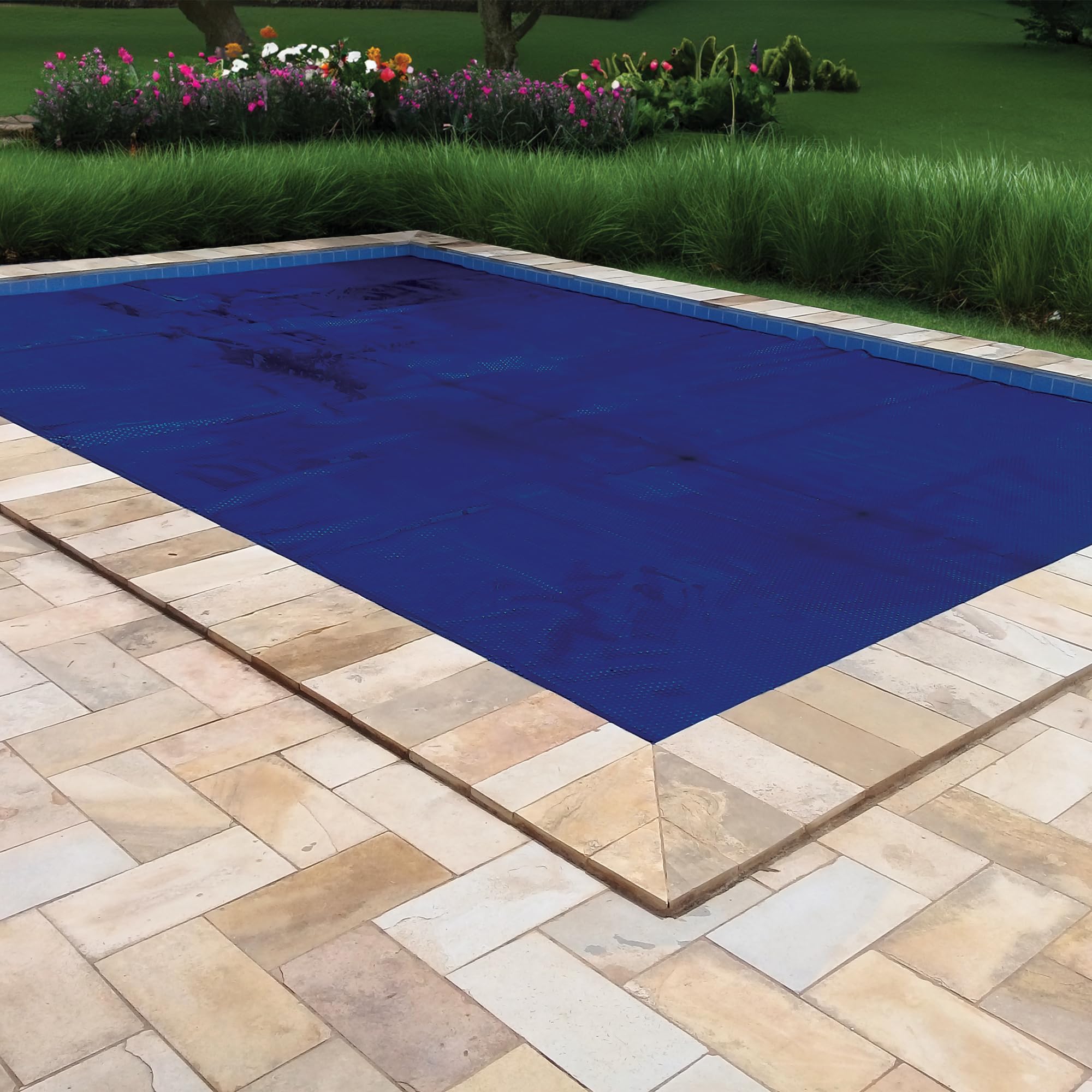 In The Swim 16' x 32' Premium Plus Blue/Black Rectangle Solar Pool Cover - 12 Mil Thick for Solar Heating | Above Ground & Inground Pools | Extends Swimming Season & Reduces Heat Loss