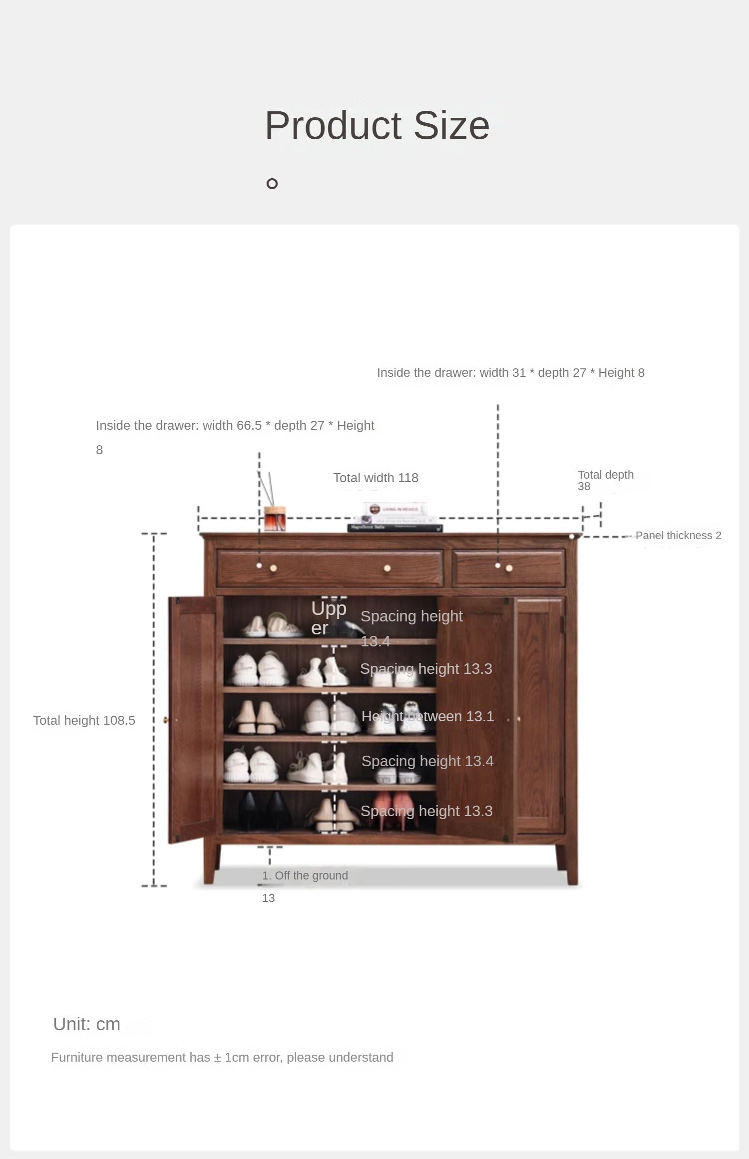 American Style Oak Solid Wood Shoe Cabinet - Durable Entryway Storage Organizer for Hallway, Closet & Mudroom