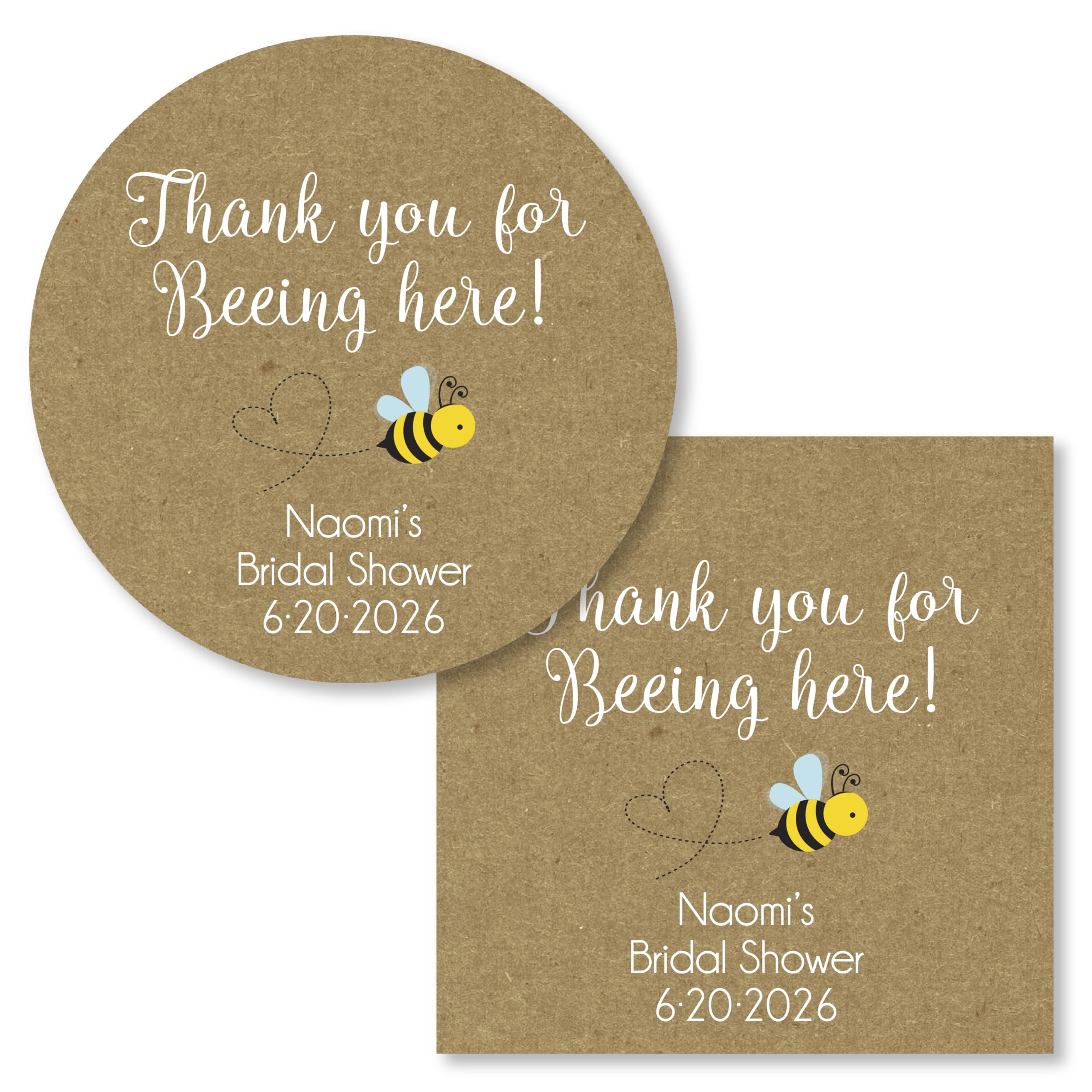 Thank You for Bee-ing Here! Honeycomb Bridal Shower Thank You Stickers - Kraft Paper Favor Labels for Wedding, Baby Shower & Party Favors (643-3-KR) - Perfect for Gift Tags, Favor Bags & DIY Crafts
