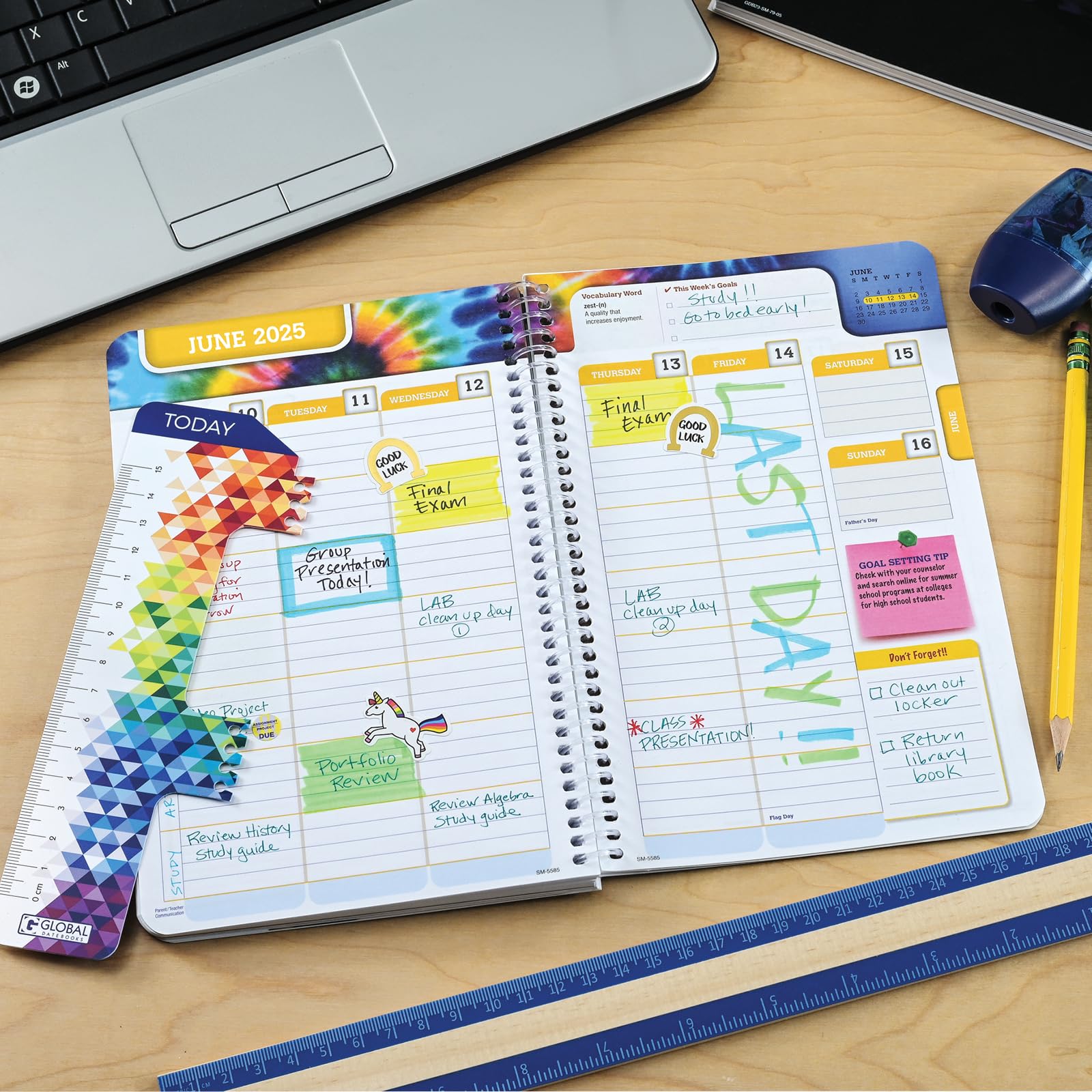 2024-2025 Academic Year Planner for Middle & High School Students - Dated Weekly/Monthly Organizer with Ruler, Bookmark & Stickers (5.5