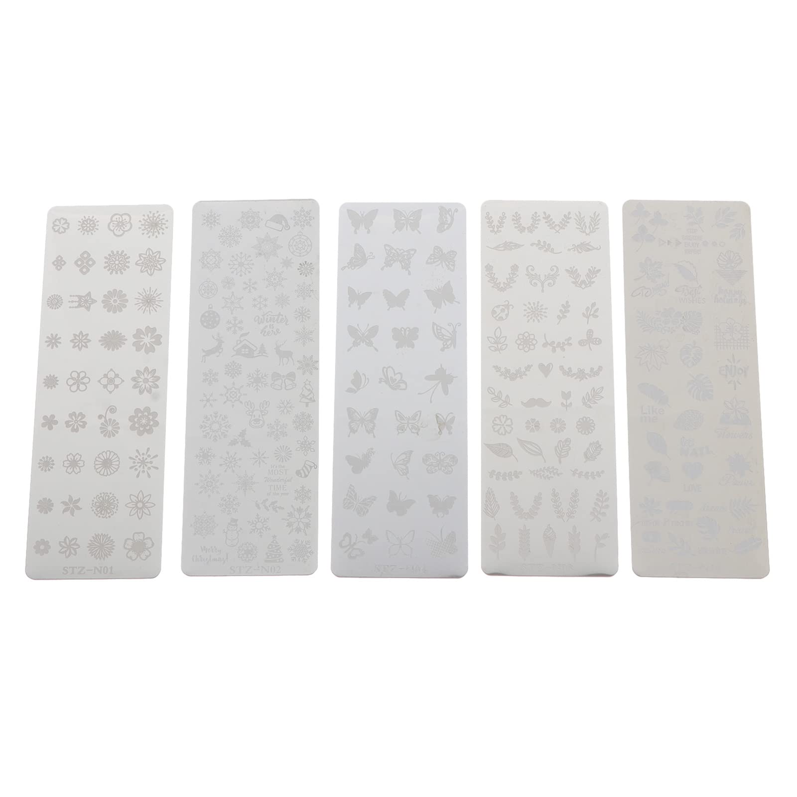FOMIYES 5Pcs Nail Art Stamping Kit - Professional Manicure Stamping Plates with Floral Designs, Nail Art Templates & Stencils for DIY Home Salon & Professional Nail Artists