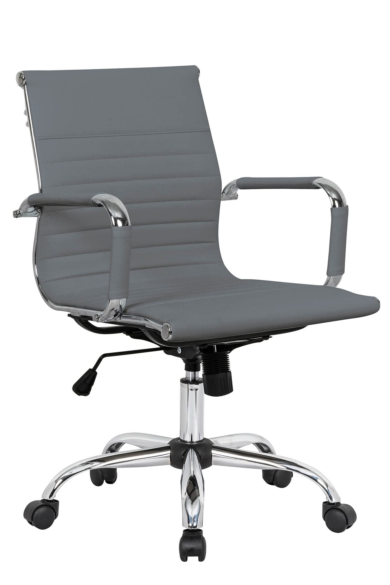 LeisureMod Harris Ergonomic Office Chair - Grey Mesh Back, Adjustable Height, Swivel & Rolling for Home & Office Workspace Comfort