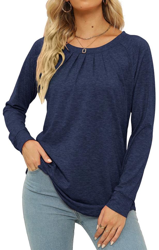 Women's Long Sleeve Crew Neck T-Shirts - Loose Casual Blouse Tops for Fall & Winter - Perfect for Work, Travel and Everyday Wear