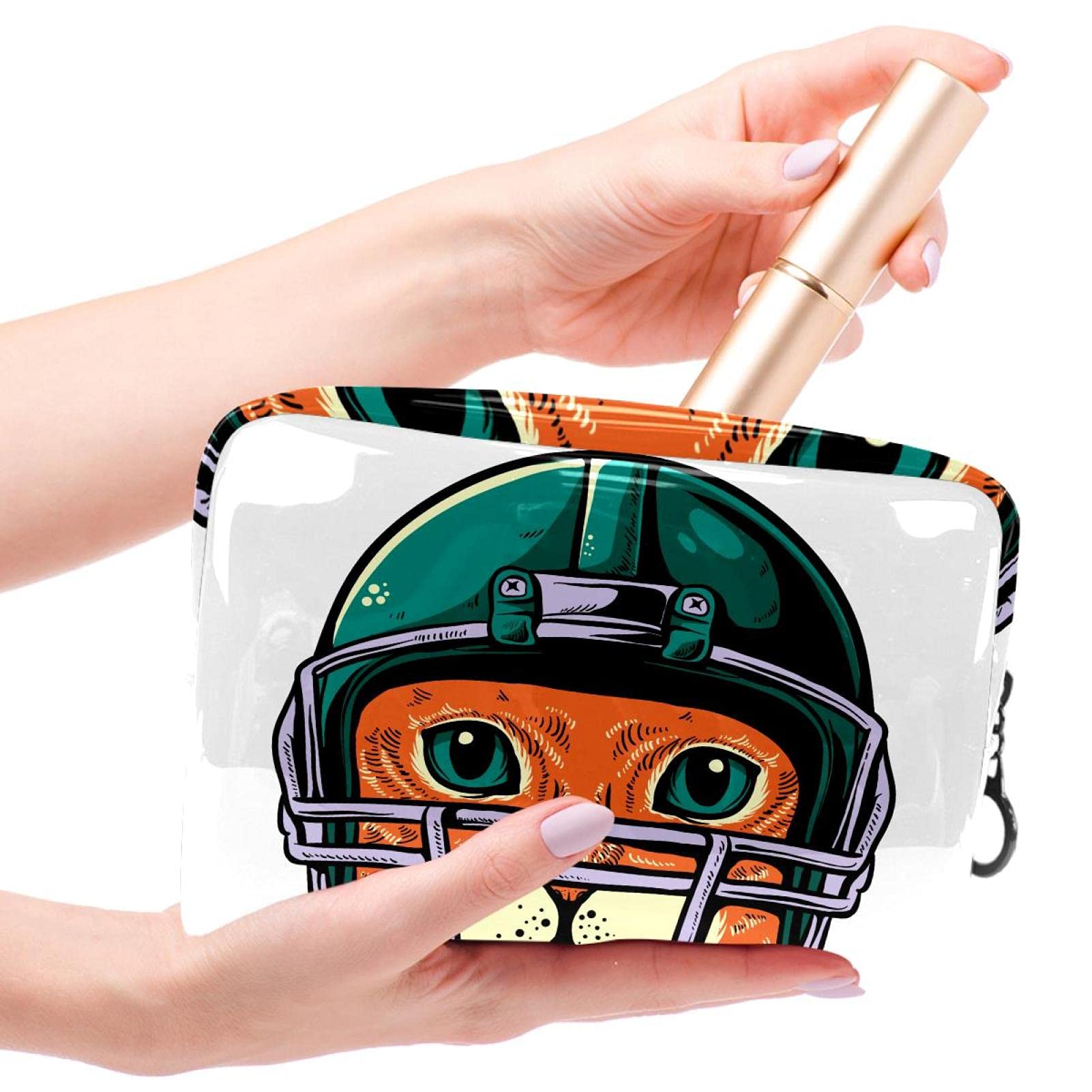 Professional Portable Makeup Travel Case with Cat Helmet Design - Cosmetic Organizer Bag for Makeup Brushes & Accessories (7.3x3x5.1 Inch) - Perfect for Travel, Salon Use & Daily Beauty Storage