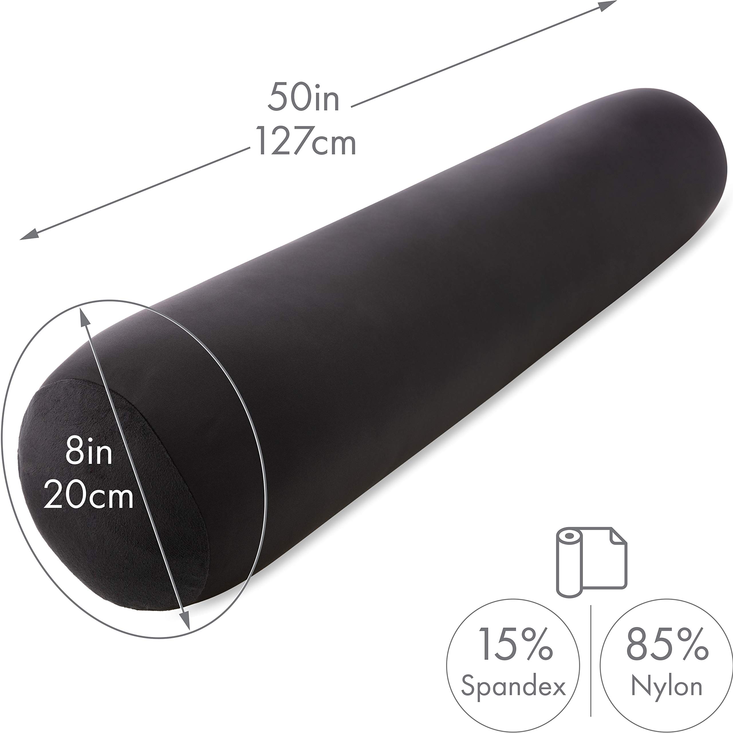 Premium Full Size Straight Body Pillow - Cooling & Breathable Microbead Support for Side Sleepers & Maternity - Anti-Aging 85/15 Spandex/Nylon Silky Cover - 48