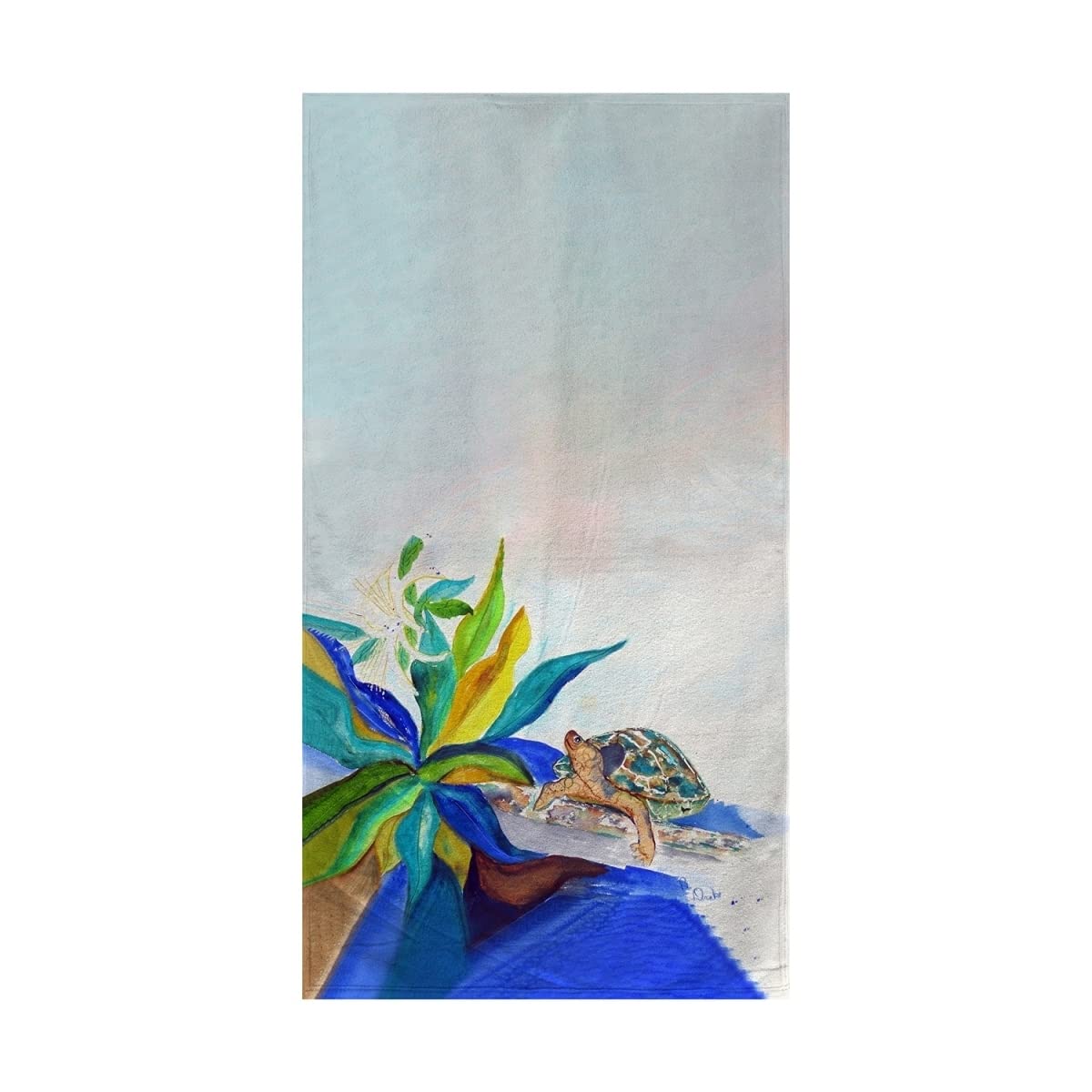 Betsy Drake Turtle & Lily Beach Towel - Soft & Absorbent Quick-Dry Towel for Pool, Beach, Yoga, Travel & Outdoor Activities