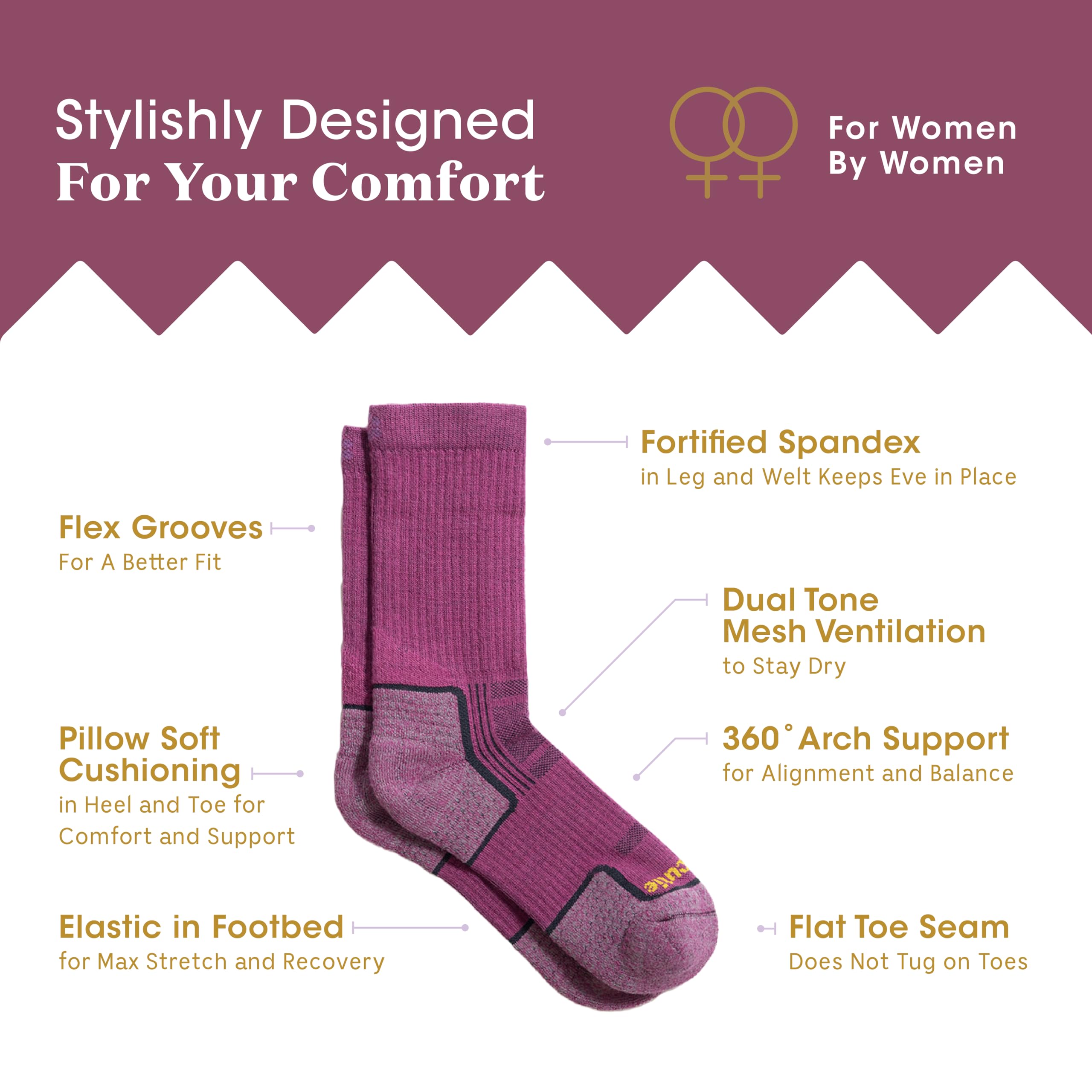 Women's Merino Wool Hiking Socks - Warm Moisture-Wicking Crew Boot Socks for Camping & Outdoor Activities | Soft Cushioned for All-Day Comfort