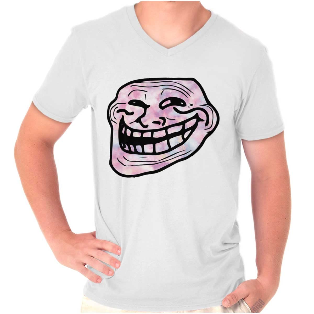 Brisco Brands Troll Face You Mad Meme Big Smiley V-Neck T-Shirt for Men & Women - Funny Internet Meme Tee for Casual Wear, Cosplay & Gamer Outfits