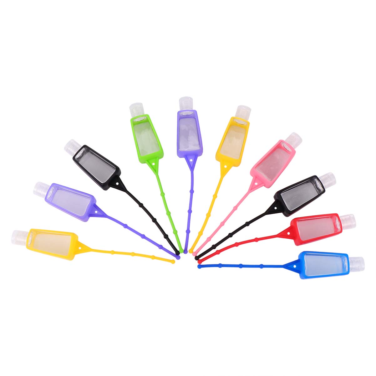FRCOLOR 10pcs Empty Travel Roller Bottles 30ML with Silicone Keychain Holder - Essential Oil Bottles, Lip Balm Containers, DIY Cosmetic Storage - Perfect for Travel, Gym, Home & Office Organization