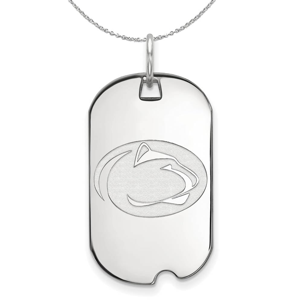 Penn State Dog Tag Pendant Necklace - Sterling Silver with Black Bow - Perfect for Alumni Gifts, Graduation Jewelry & College Pride Accessories
