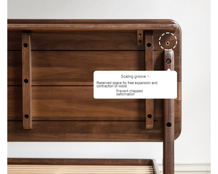 Premium Black Walnut Solid Wood Bed Frame - Queen Size, Handcrafted Hardwood Bed with Sturdy Support - Perfect for Master Bedroom, Guest Room & Farmhouse Decor