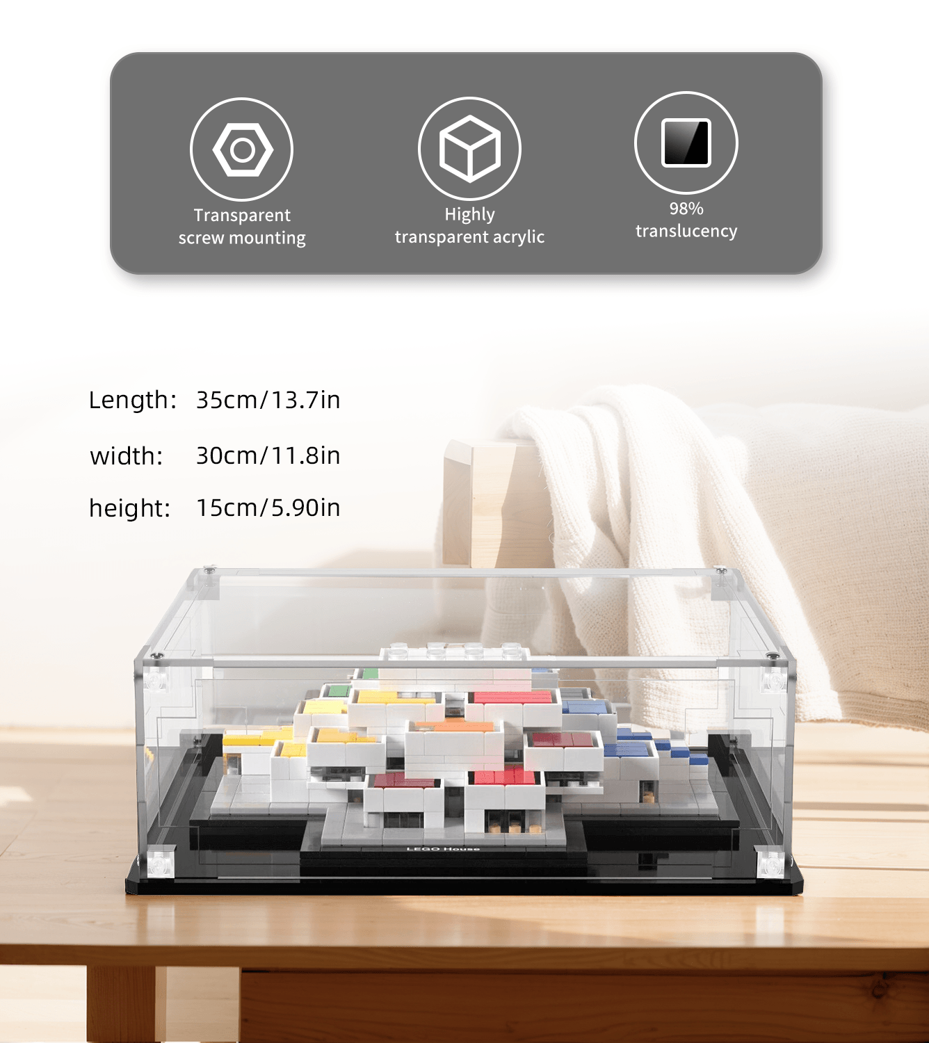 Premium LEGO Architecture Display Case for LEGO House 21037 - Showcase & Protect Your Collectible Building Set - Perfect for Home Decor, Office Display & Gift Giving