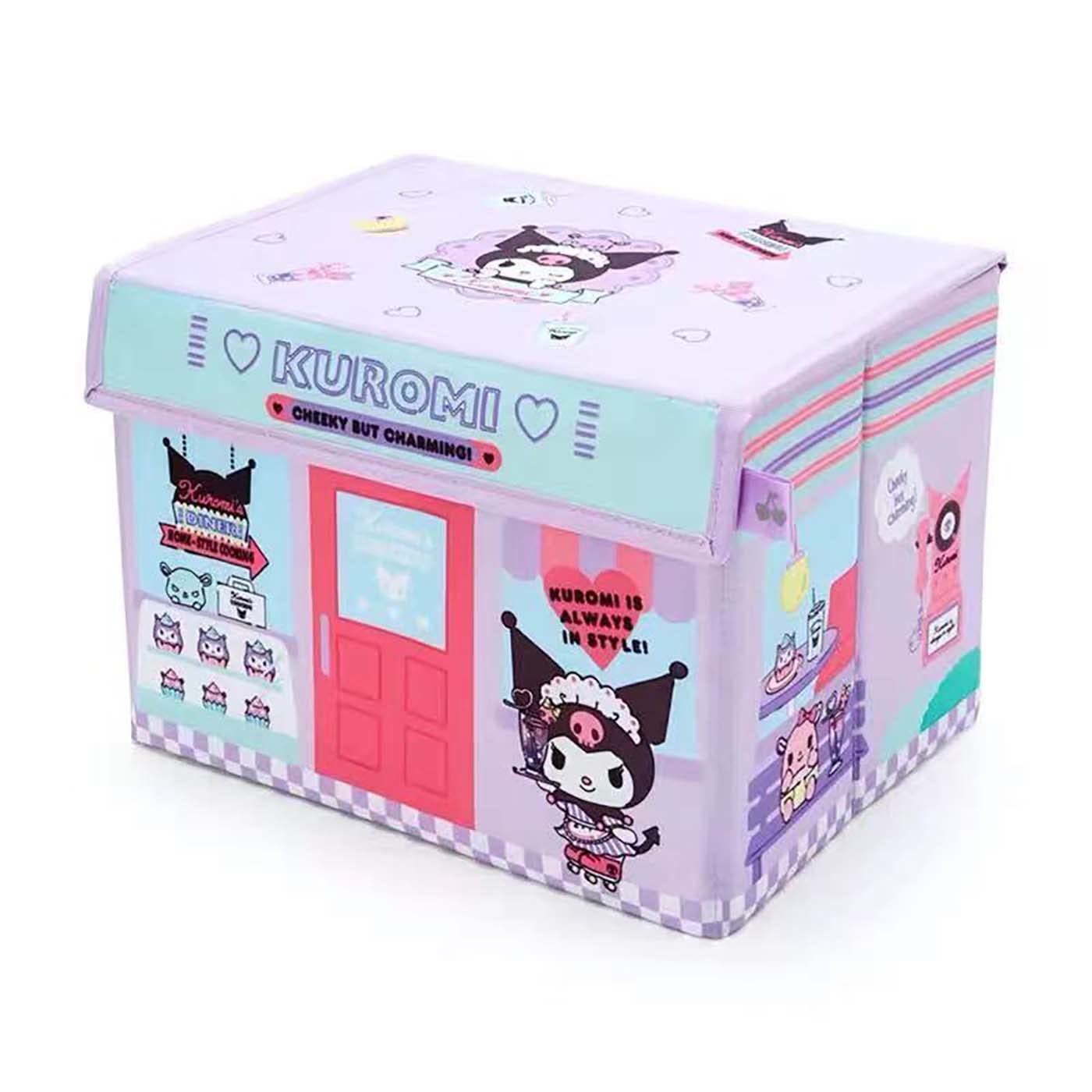 Cartoon Foldable Storage Box for Toys, Snacks, Clothes - Multifunctional Organizer for Home, Dorm & Office (Purple) - Perfect for Kids' Rooms, College Dorms & Small Space Organization