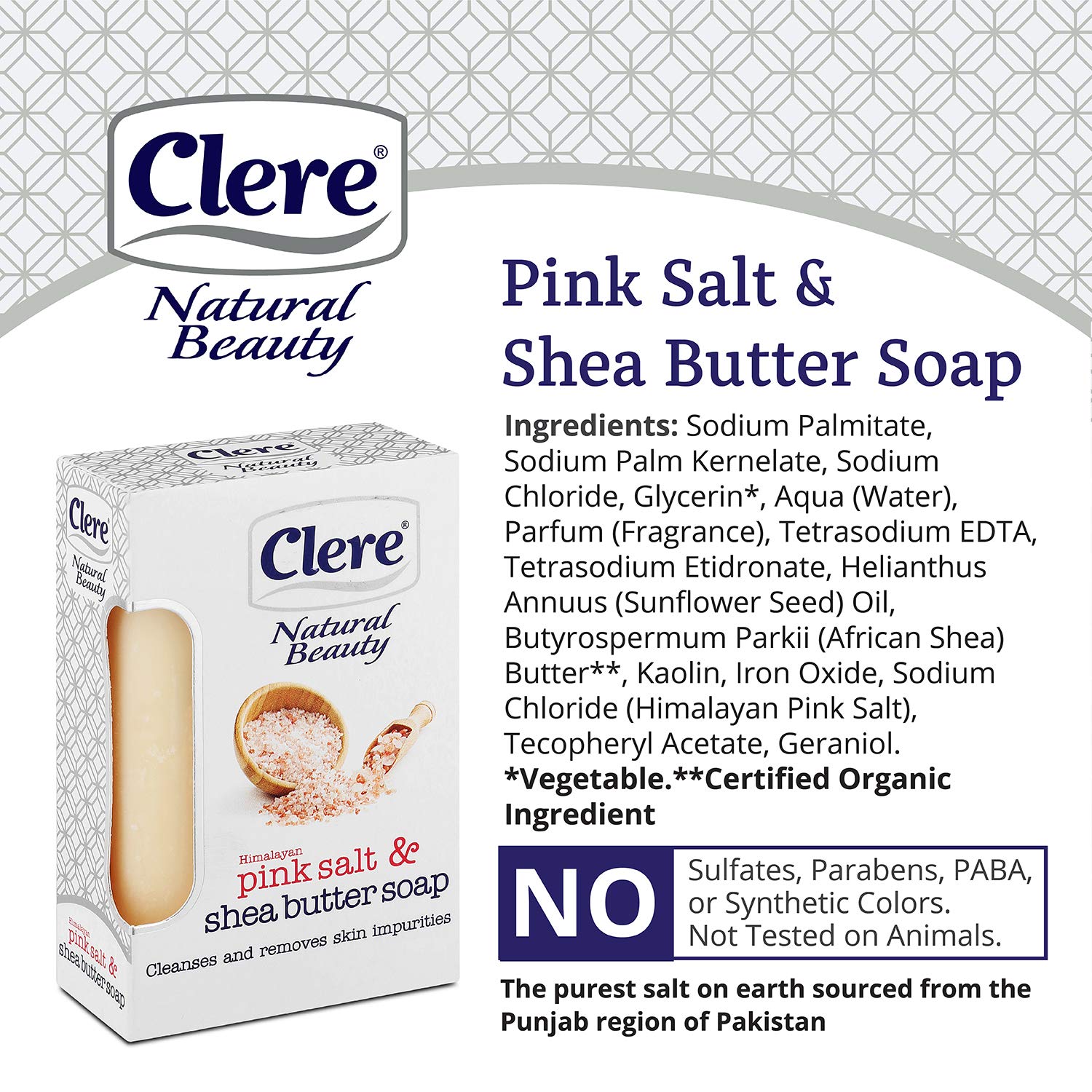 Clear Natural Beauty Soap with Himalayan Pink Sea Salt - 4 Pack Bar Soap Set for Face & Body - Gentle Exfoliating, Moisturizing Skin Care for Daily Use at Home, Spa, or Travel