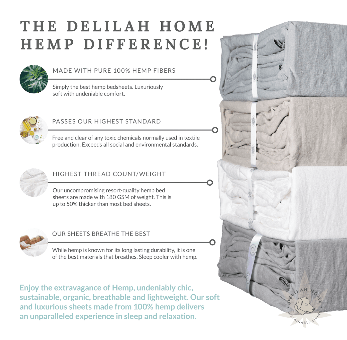 Premium Hemp Pillowcase Set - Organic & Breathable for Better Sleep - Perfect for Bedroom, Guest Room & Eco-Friendly Home Decor