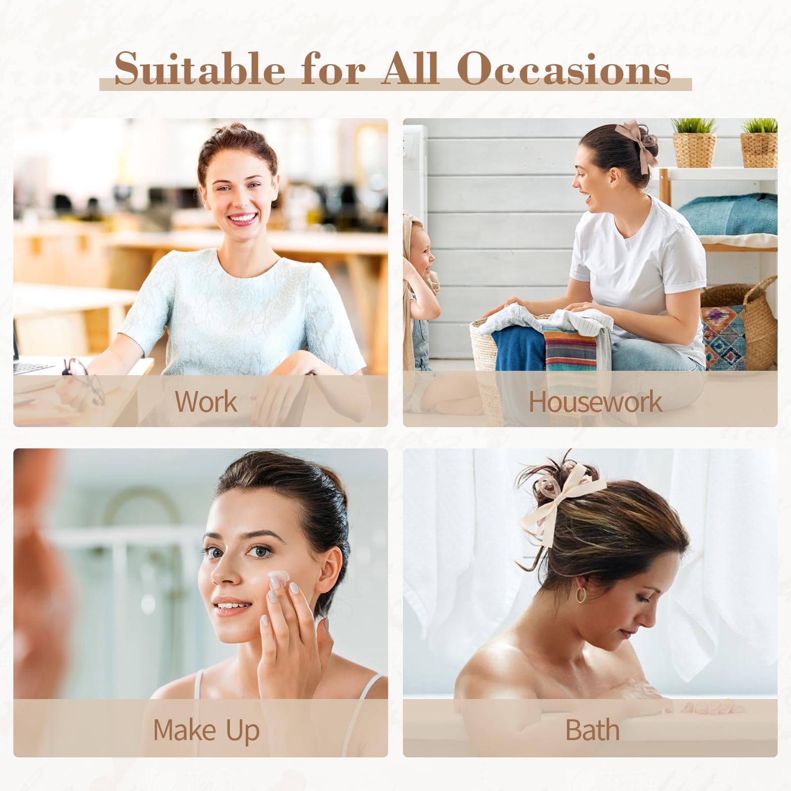 Auseibeely 6 PCS Silky Satin Bow Hair Clips - Non-Slip Hair Accessories for Women & Girls, Perfect for Thin & Thick Hair - Ideal for Weddings, Bridesmaids, Parties & Everyday Styling