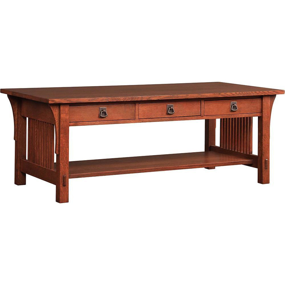Mission 3-Drawer Cocktail Table - Stylish Living Room End Table with Storage for Drinks & Decor | Perfect for Small Spaces, Apartments & Home Theater Setup