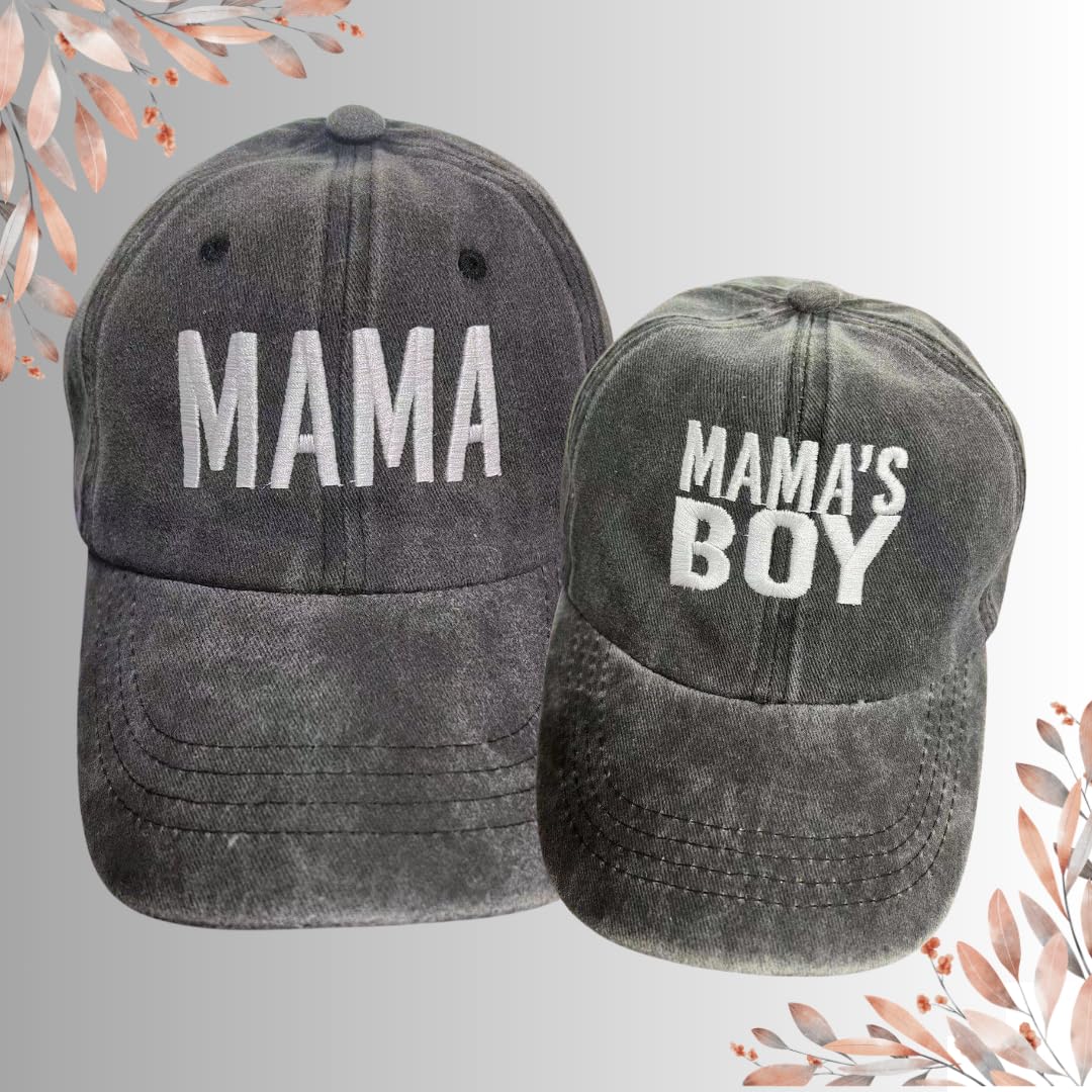 Mom and Son Matching Hats Set of 2 - Cute Mother & Toddler Baseball Caps - Perfect Boy Mom Gift for Mother's Day, Birthday & Family Outings - BLACK