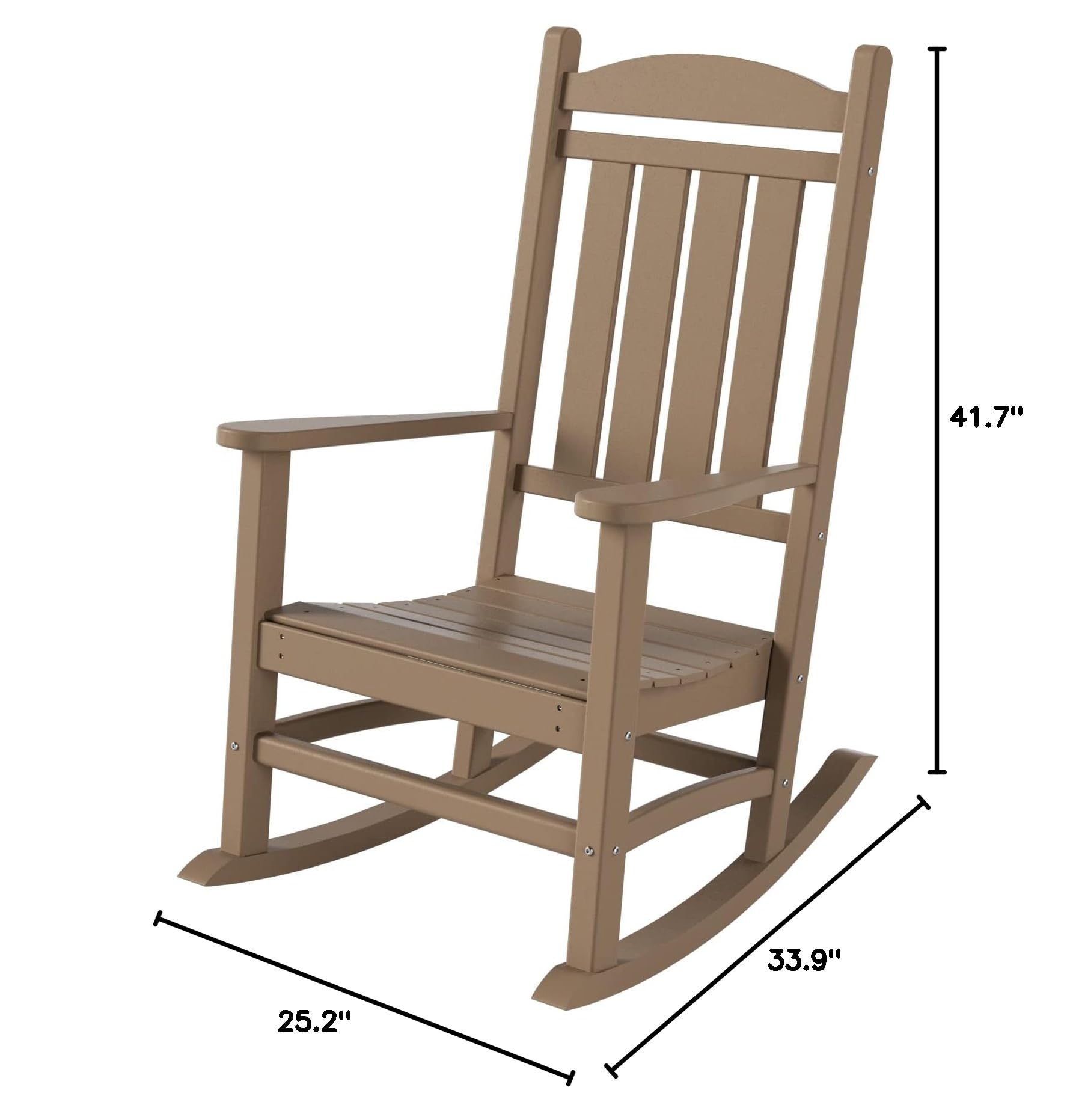 WO Home Furniture 4-Piece Patio Rocking Chair Set - Traditional Outdoor HDPE Rockers with UV & Weather Resistance (Weathered Wood Finish) - Perfect for Backyard, Garden, Porch & Poolside Relaxation