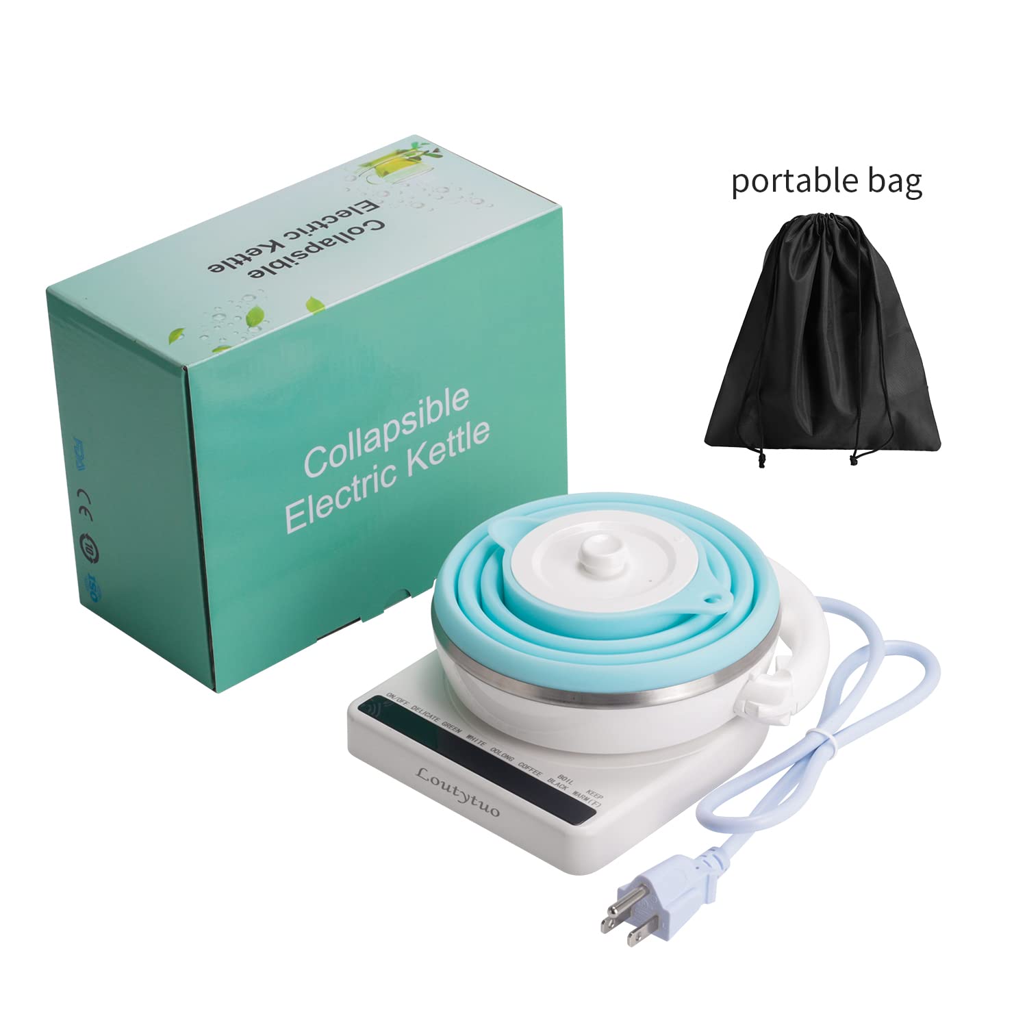 Premium Travel Electric Kettle - 555ML Ultra-Thin Food Grade Silicone, Foldable Design with Variable Temperature Control (110-220V Dual Voltage) | Auto Shutoff, Boil-Dry Protection & Keep Warm Function | Perfect for Hotels, Camping, Dorms & Office Use - US Plug