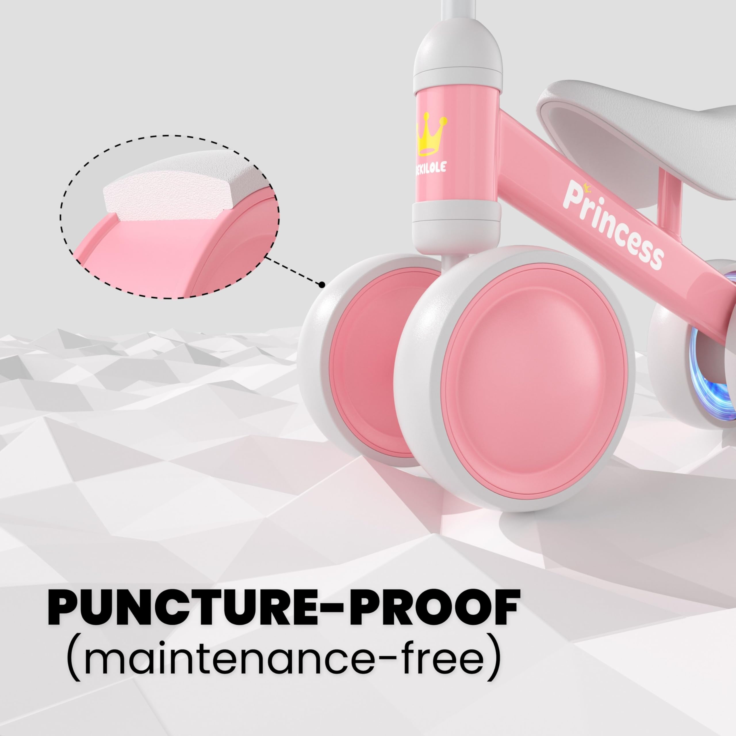 Bekilole Upgraded Pink Baby Balance Bike for 1-3 Year Old Girls | Toddler First Bike Toy for 12-36 Months | Birthday Gift for 1 Year Old Girls | Perfect for Indoor Play, Outdoor Learning & Early Riding Skills Development