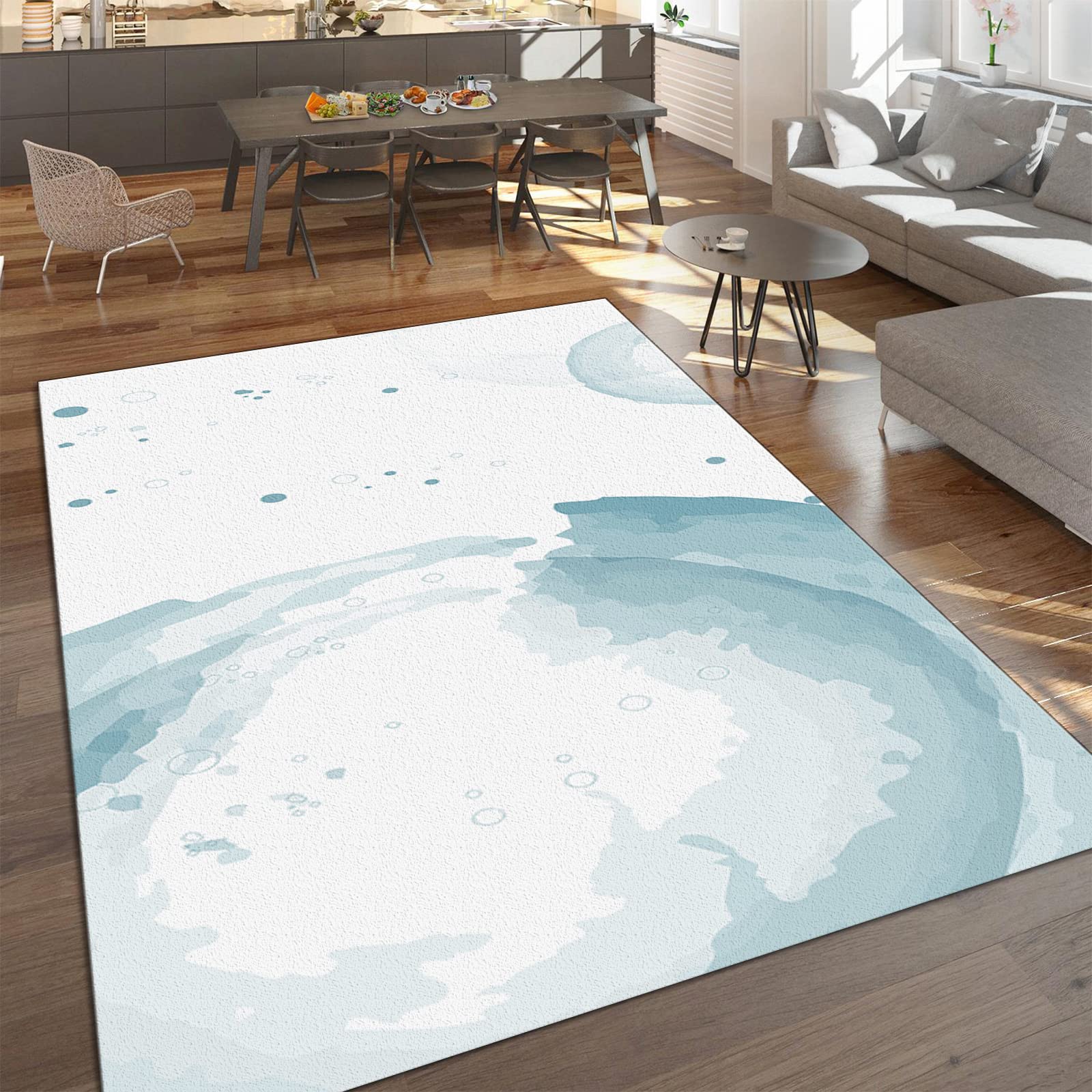 Modern Abstract Ink Area Rug - Soft & Comfortable Non-Slip Indoor Rug for Living Room, Bedroom, Office - 6x8ft Home Decor Carpet - Stylish Floor Mat for Home, Apartment & Workspace