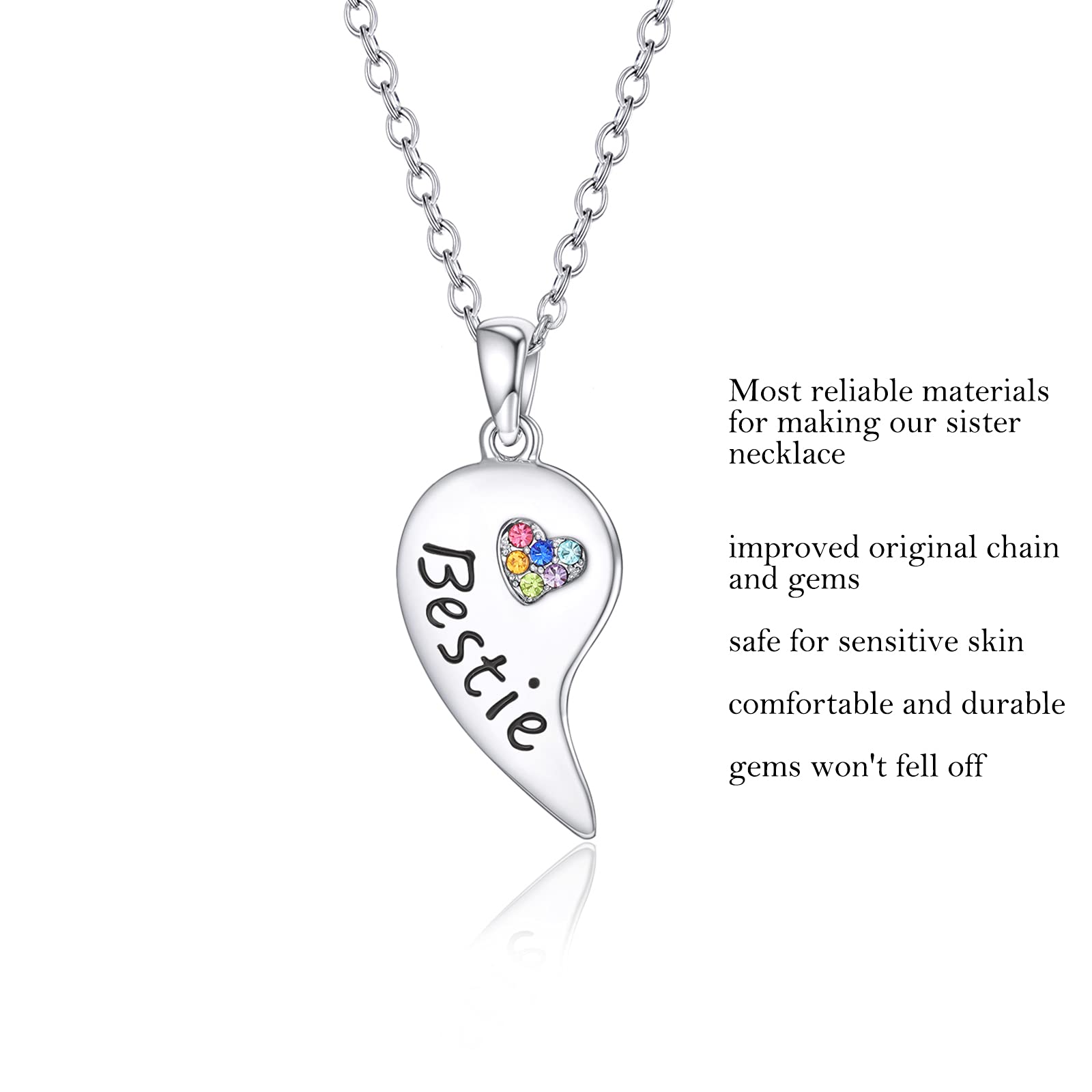 KINGSIN Best Friend Necklaces for Sisters - Matching BFF Jewelry Set for Women & Girls - Perfect Birthday Gift for Besties - Ideal for Anniversaries, Valentine's Day & Friendship Celebrations