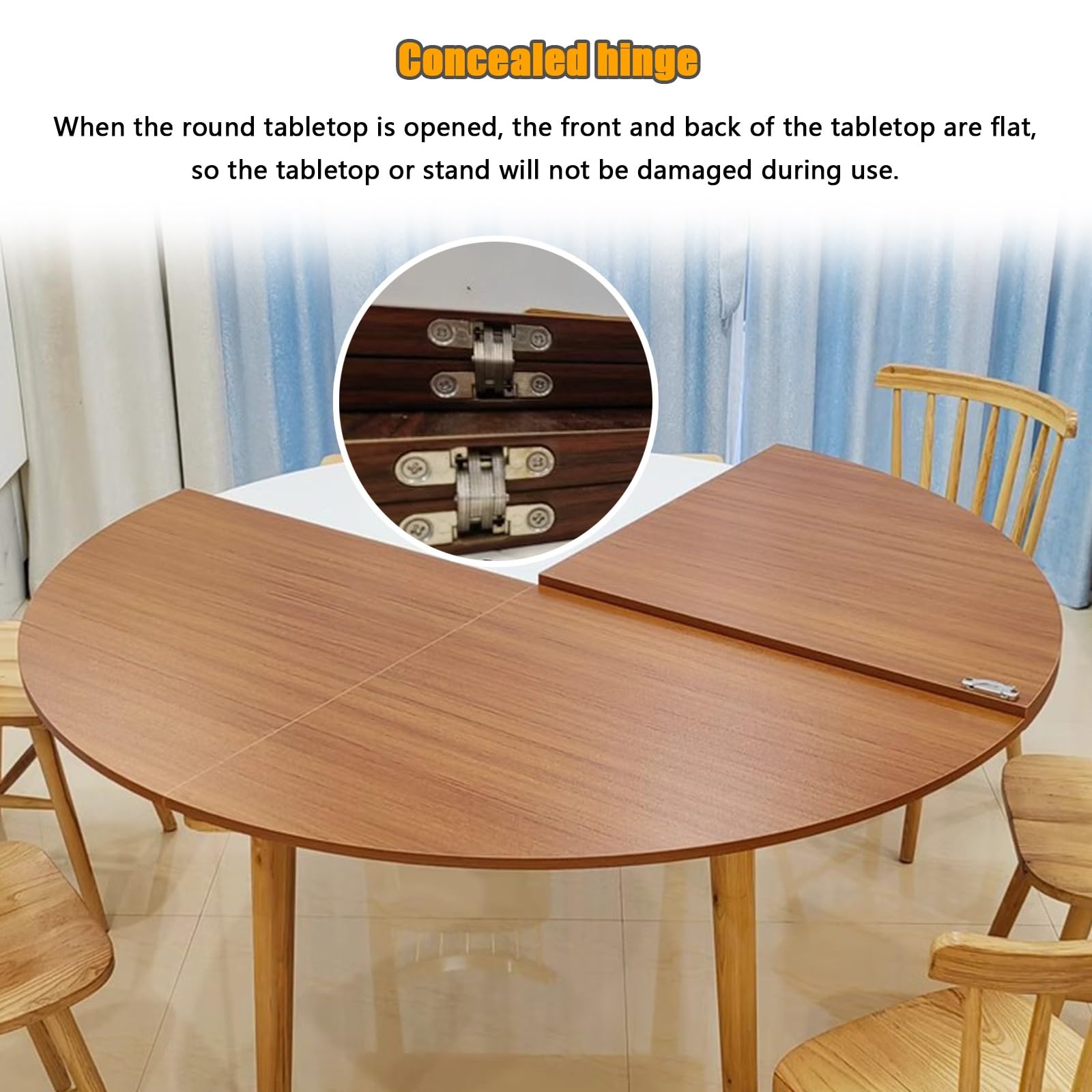 47.2-70.9 Inch Foldable Round Table Top - Expandable Wooden Dining Table Replacement for Indoor/Outdoor Use - Perfect for Parties, Events, and Temporary Dining Spaces