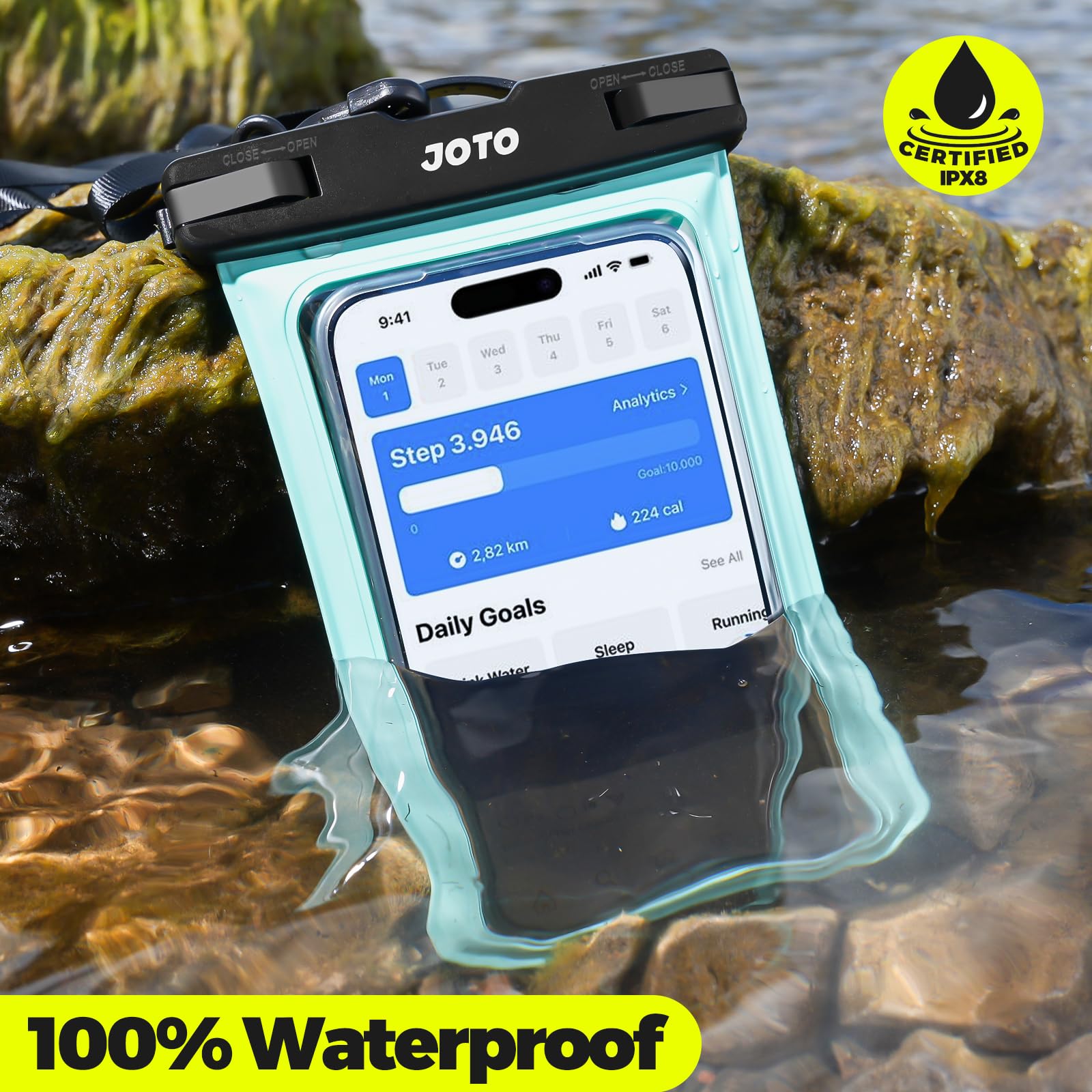 JOTO 2 Pack Waterproof Phone Pouch Case - IPX8 Underwater Protection for iPhone 16/15/14/13/12 Pro Max & Galaxy S24/S23/S22/S21 - Universal Fit up to 7