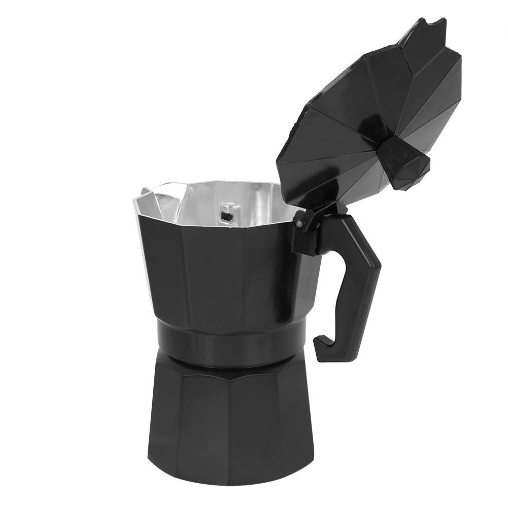 Stainless Steel Removable Stovetop Coffee Maker - Portable Espresso Maker for Home, Office & Coffee Shops (Black) - Perfect for Camping, Travel & Outdoor Use