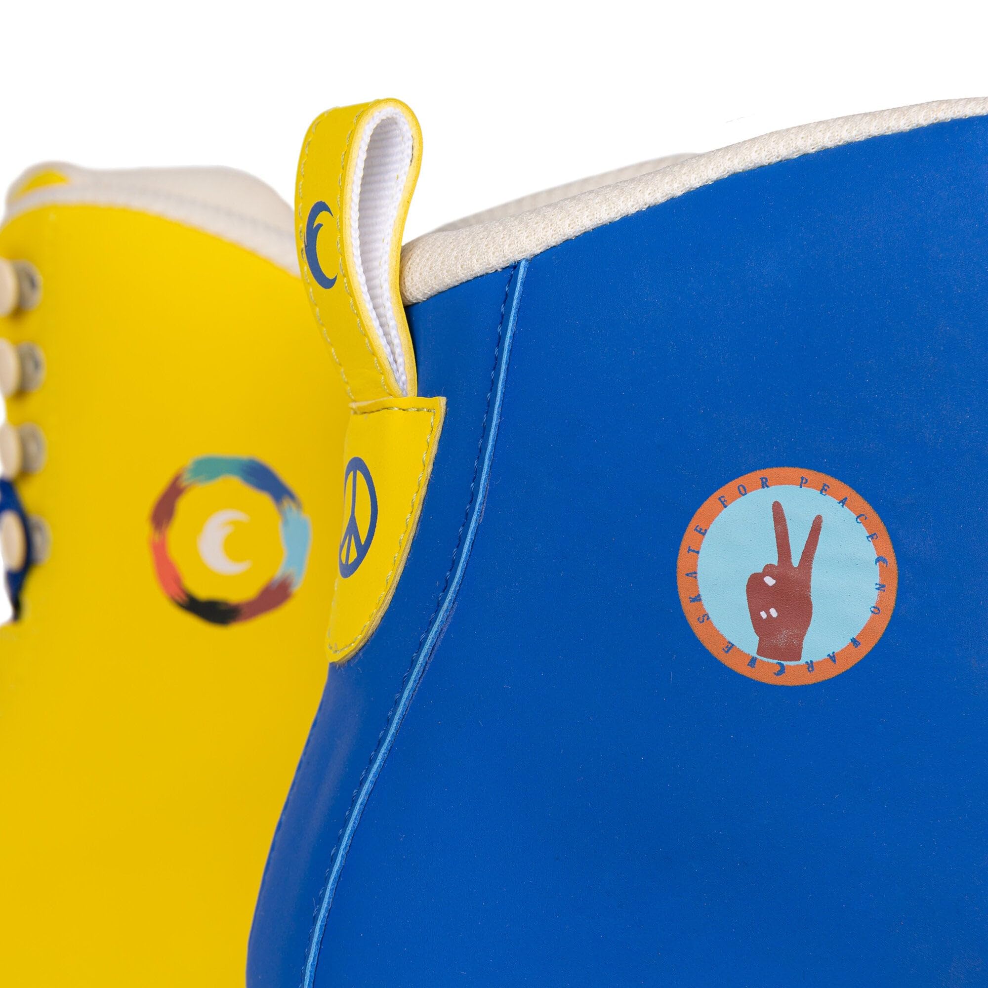 Chaya Deluxe NO WAR Roller Skates - Blue & Yellow Quad Skates for Women & Men - Perfect for Outdoor Skating, Rink, Roller Derby & Fitness