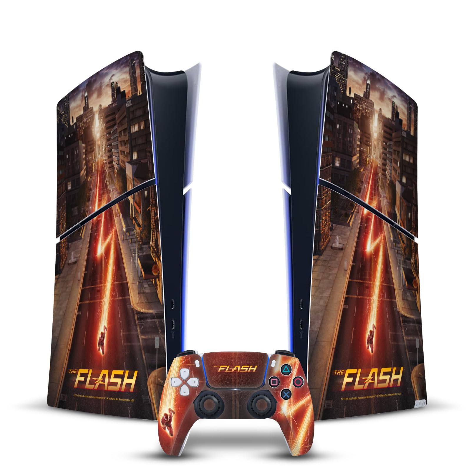 The Flash TV Series Barry Allen Official Licensed Vinyl Skin Sticker for Sony PlayStation 5 PS5 Slim & Digital Edition Console & DualSense Controller - Perfect for Gaming Setups & Superhero Fans