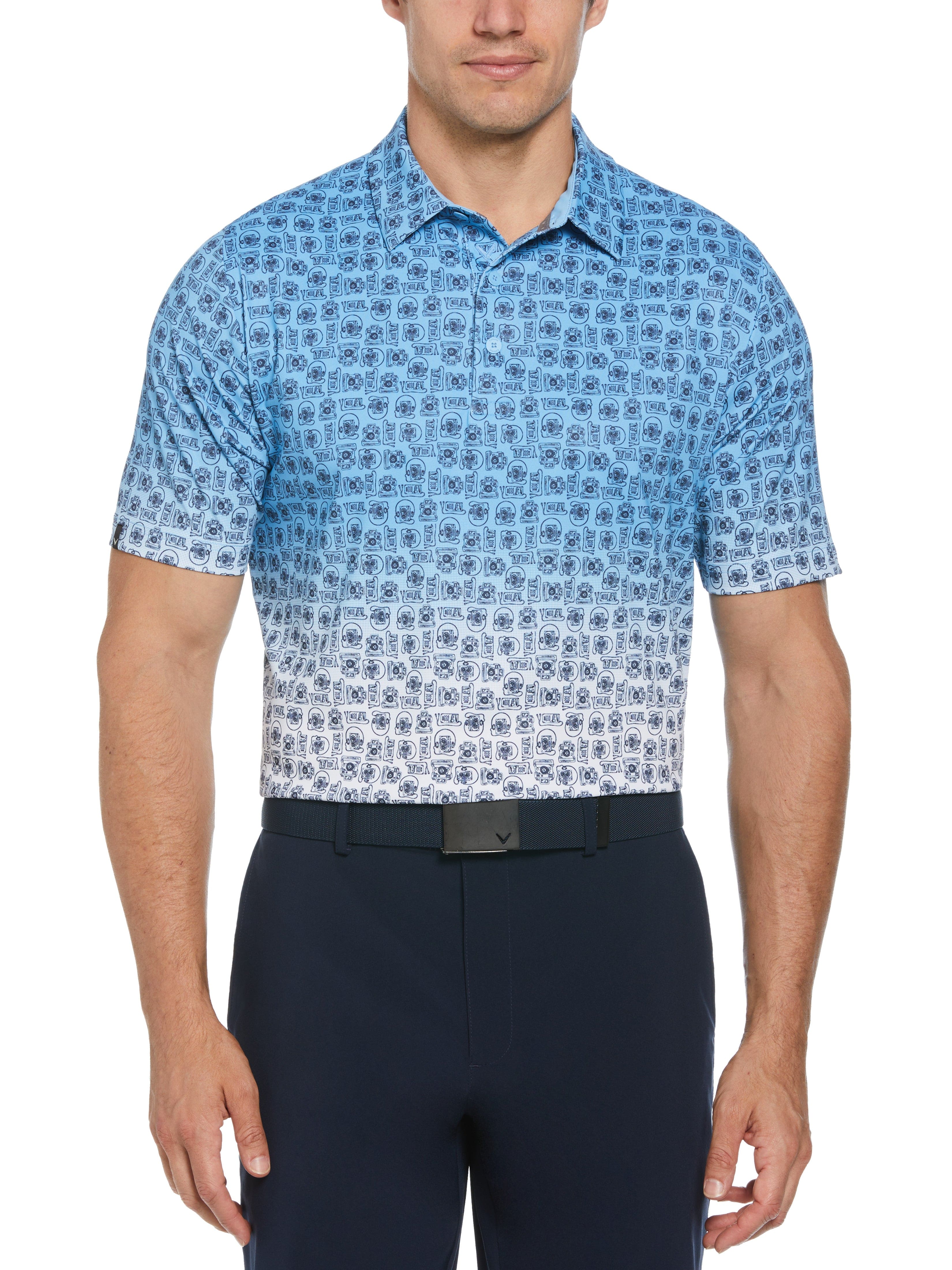 Retro Ombre Print Men's Golf Polo Shirt - Stylish & Comfortable for Golf, Casual Wear & Outdoor Activities