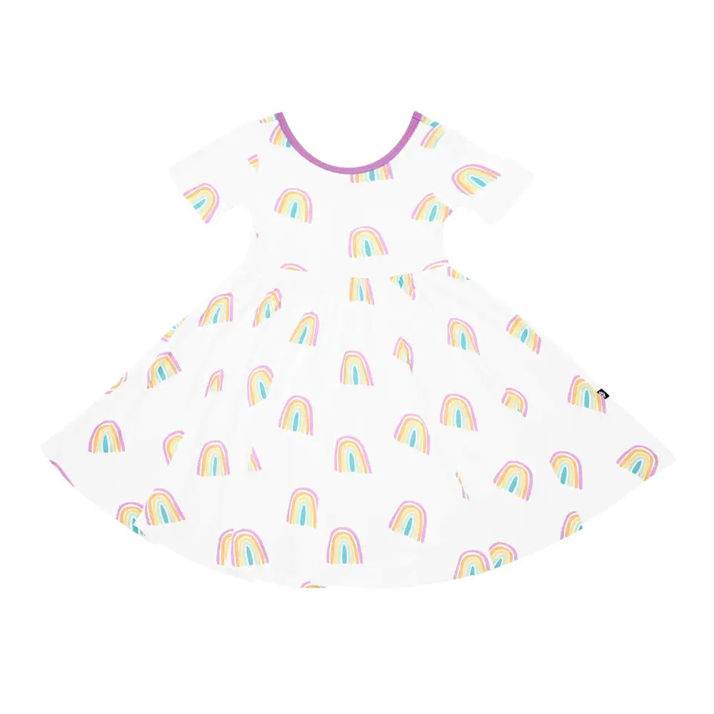 Kyte Baby Twirl Dress in Poi Rainbow - Soft Organic Cotton Baby Girl Dress for Special Occasions & Photoshoots