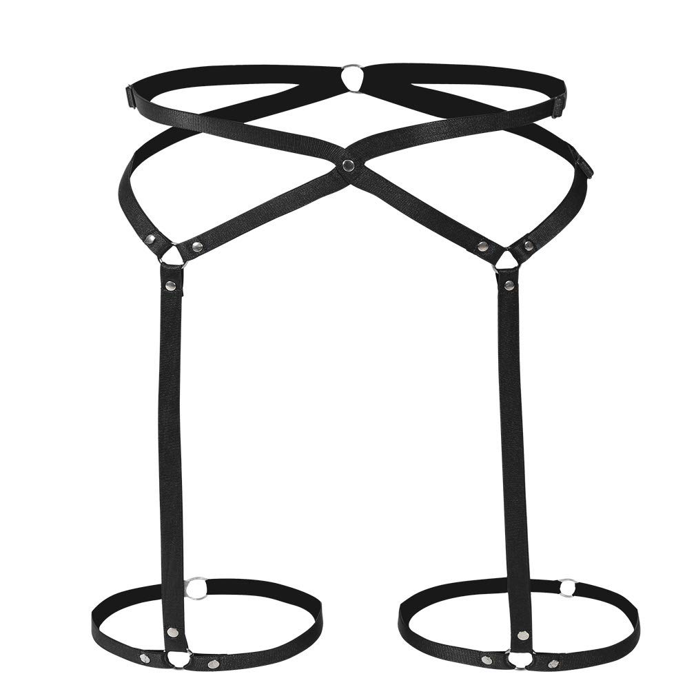 Gothic Women's Leg Harness & Garter Belt - Adjustable Elastic Strappy Body Harness for Plus Size | Perfect for Gothic Fashion, Cosplay, and Alternative Lingerie Outfits