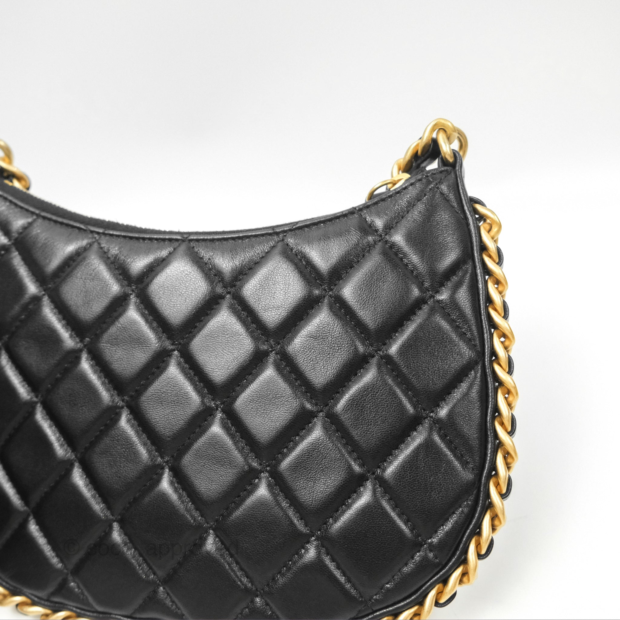 Chanel Chain Around Hobo Bag Black Lambskin Leather with Aged Gold Hardware 23B - Luxury Shoulder Bag for Women, Perfect for Evening Parties & Date Nights