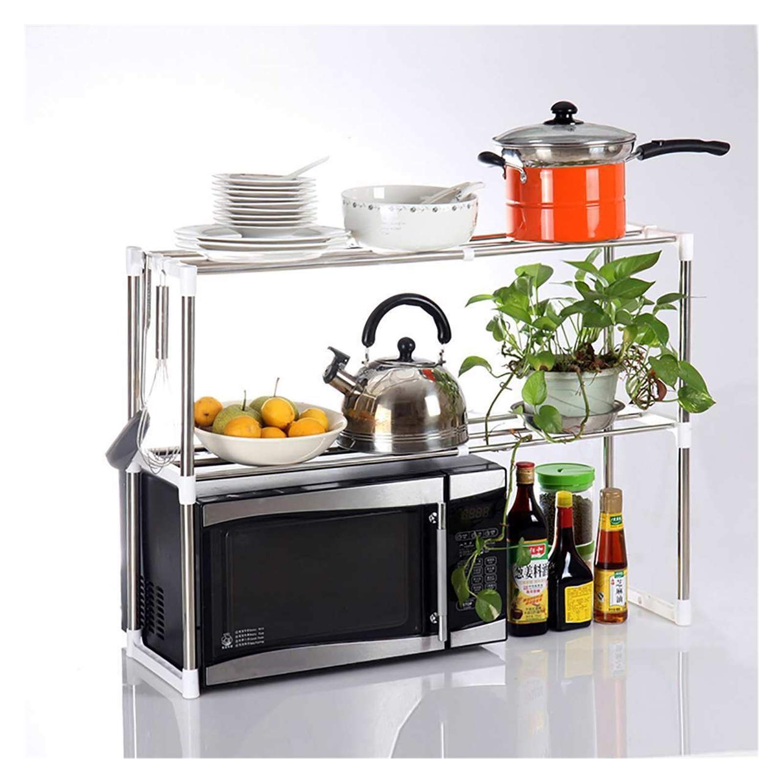 Stainless Steel Over The Rack Storage Shelf - Bathroom, Kitchen & Office Organizer for Tableware, Microwave & Home Essentials | Space-Saving Solution for Small Spaces