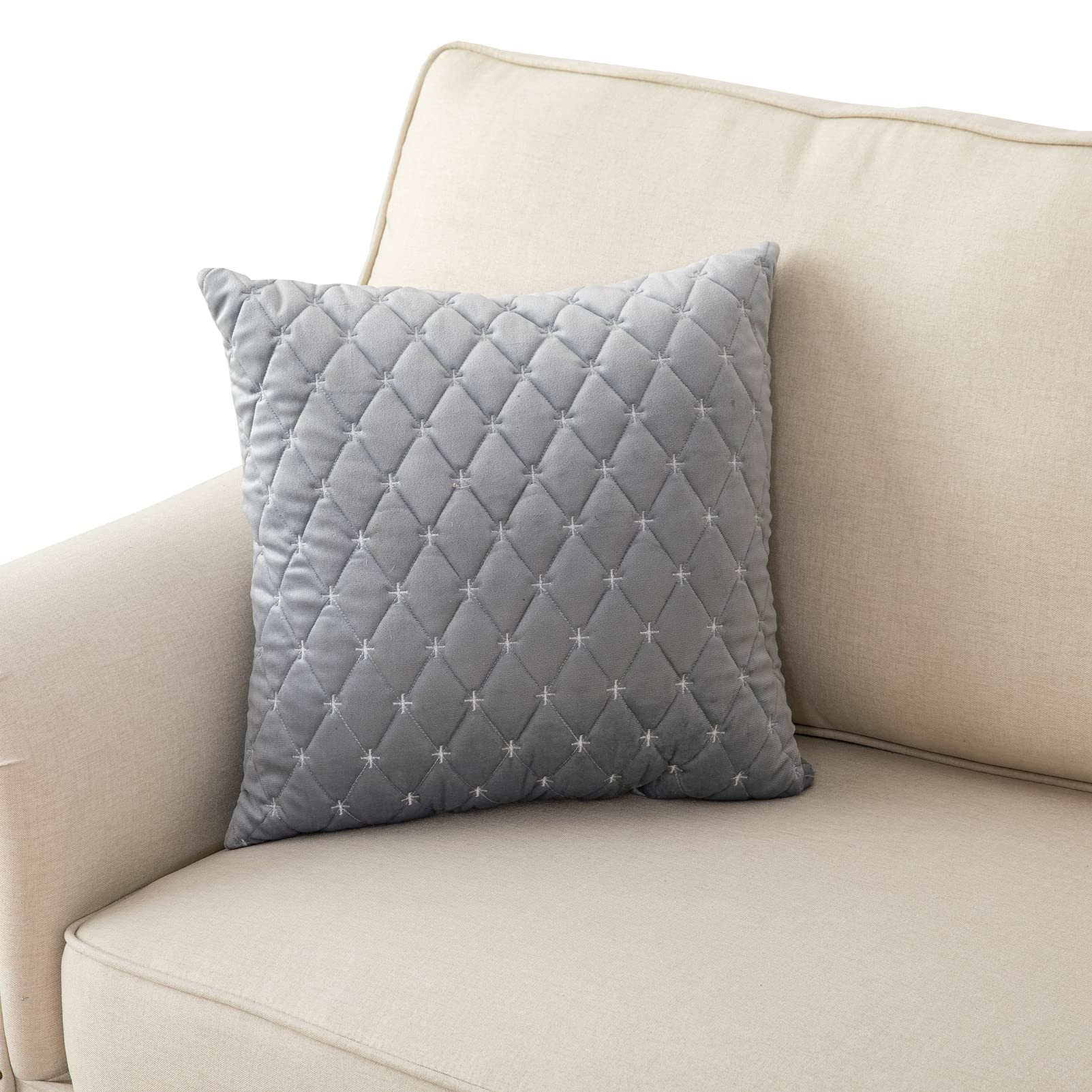 Eismodra 18x18 Inch Light Gray Throw Pillow & Sofa Cover Set - 3 Cushion Sectional Couch Cover, Pet-Friendly Slipcover for Loveseat, Recliner & L-Shaped Leather Furniture | Home Decor, Living Room Protection from Dogs & Cats
