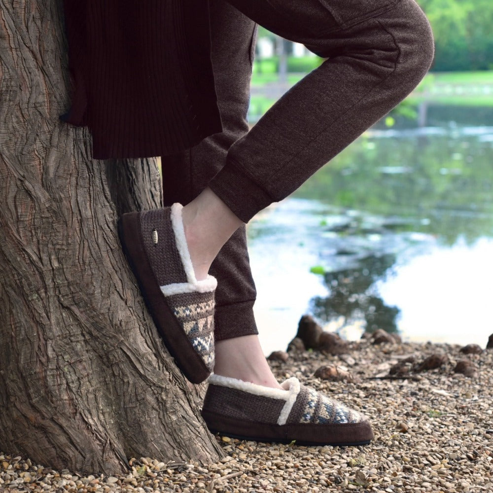 Women's Acorn® Nordic Moc Slippers with Indoor/Outdoor Sole - Cozy House Shoes for Winter, Home, Travel & Outdoor Use