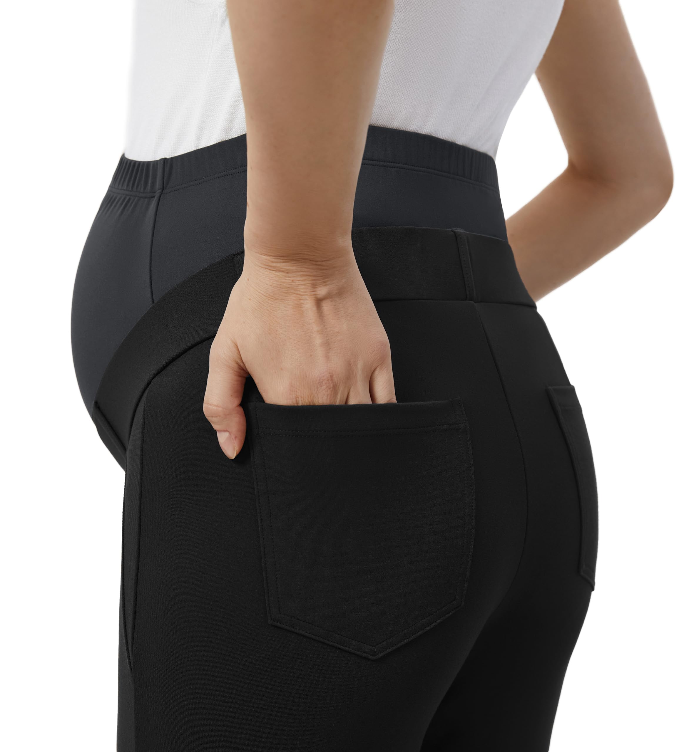 AFITNE Maternity Work Pants - Over The Belly Stretch Dress Pants for Pregnancy, Office & Casual Wear - Comfortable Straight Leg Yoga Pants for Expecting Moms (Perfect for Business Meetings, Daily Commute & Relaxing at Home)