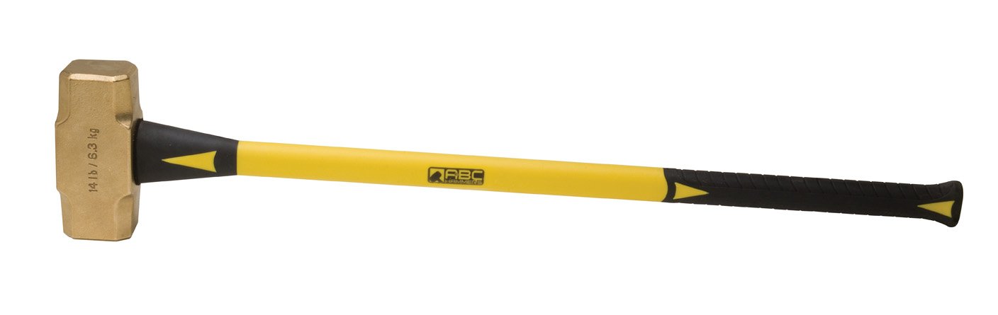 ABC14BF 14-Pound Brass Hammer with 33-Inch Fiberglass Handle - Heavy Duty Construction Tool for Framing, Demolition & Metalwork (ABC Hammers)