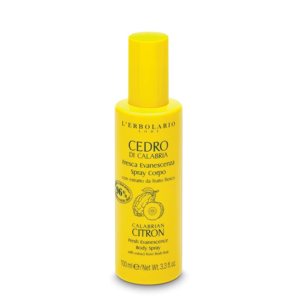 LErbolario Fresh Evanescence Body Spray - Unisex Calabrian Citron Fragrance, 3.3 oz - Light & Refreshing Scent for Daily Use, Gym, Office & Travel