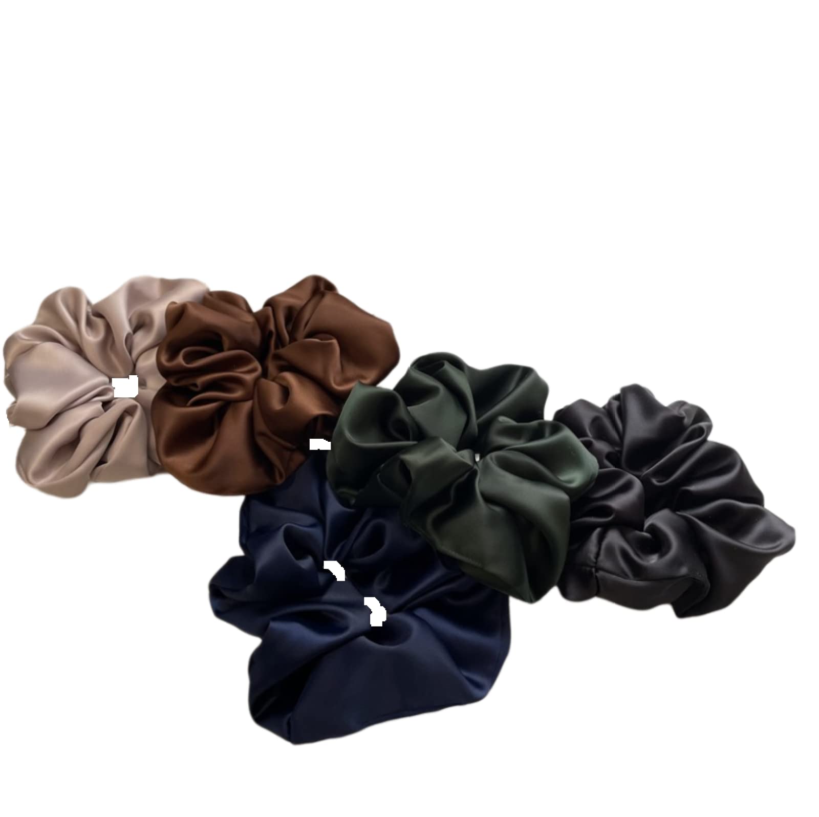 Luxury Satin Hair Scrunchies for Women - 5 Pack Silk Hair Ties, Soft Scrunchy Hair Bands for Ponytails, Buns & Braids - Perfect Hair Accessories for Work, Gym & Everyday Use