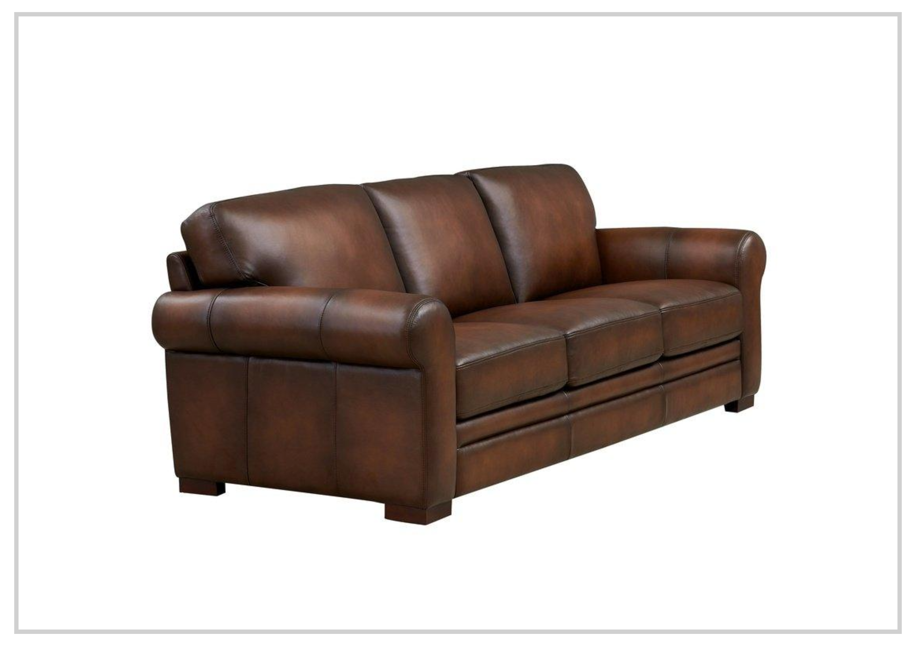 Hydeline Brookfield Brown Top Grain Leather 3-Seater Sofa - Luxurious Genuine Leather Couch for Living Room, Lounge & Home Theater - Perfect for Family Gatherings & Movie Nights