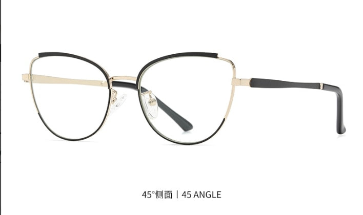 CCspace Women's Semi Rimless Square Cat Eye Glasses 55606 - Lightweight Alloy Frame for Reading, Work, and Fashion Accessories