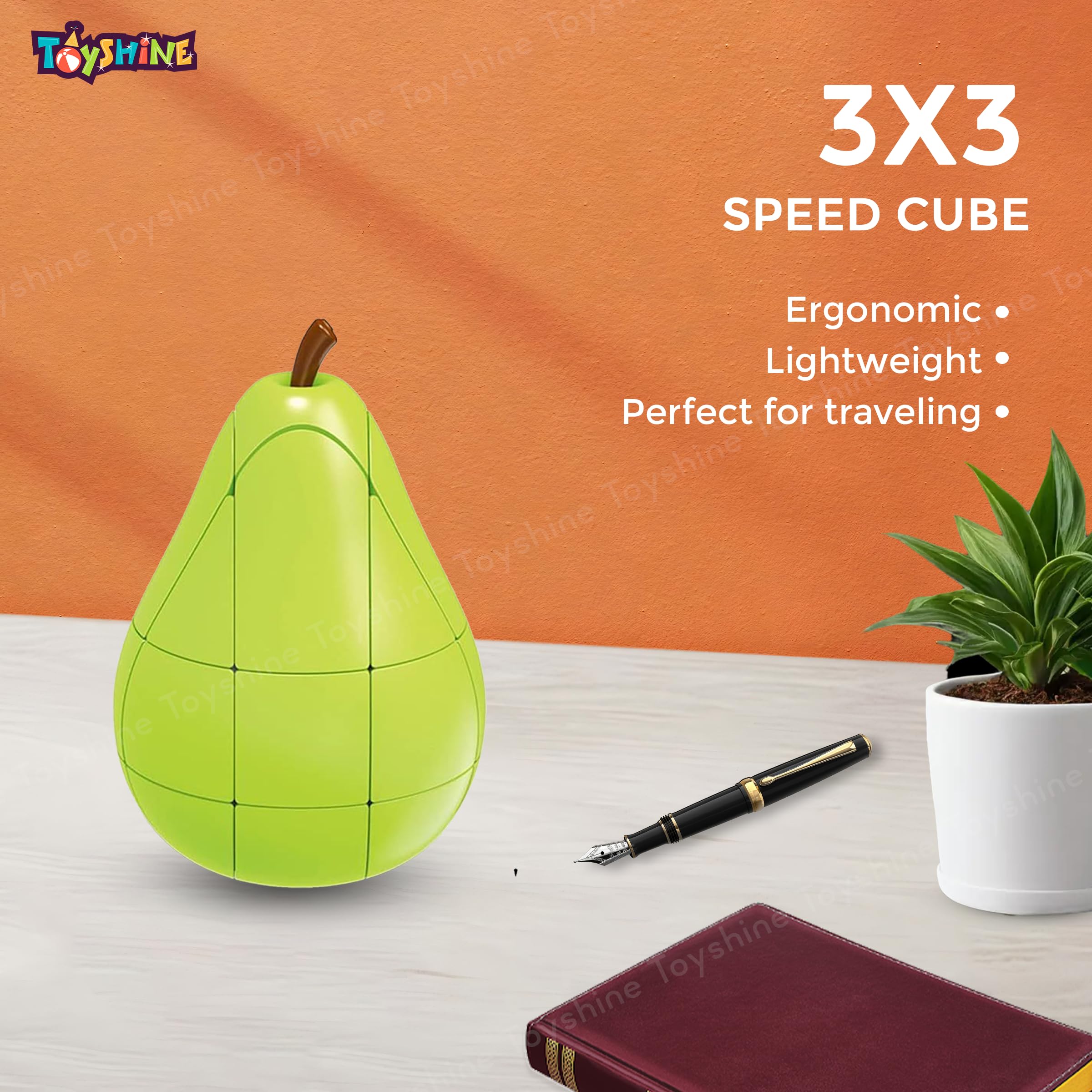 Toyshine 3x3 Pear Shaped Magic Speed Cube - Stress Relief Puzzle Toy for Adults & Kids Ages 3+, Educational STEM Learning Gift for Boys & Girls - Perfect for Classroom, Office, Travel & Family Game Night