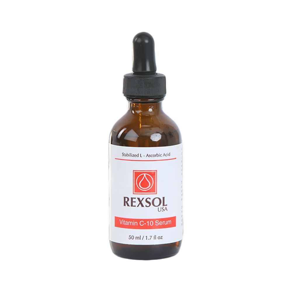 Rexsol Vitamin C 10 Serum 50mL - Brightening Facial Serum with Hyaluronic Acid for Glowing Skin | Day & Night Skincare Routine