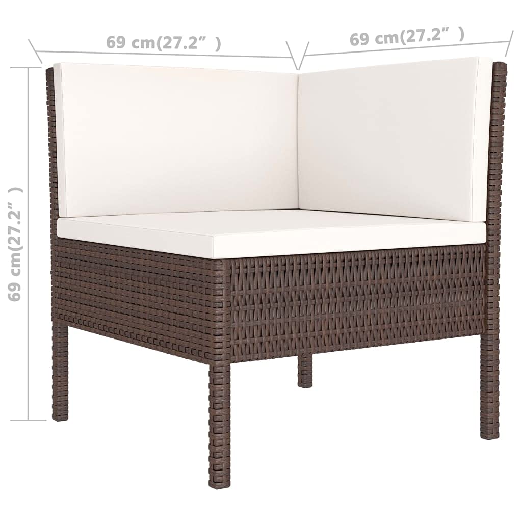 9-Piece Brown Poly Rattan Outdoor Patio Furniture Set with Sofa, Coffee Table & Cushions - Garden Lounge Conversation Set for Backyard, Deck or Poolside Relaxation